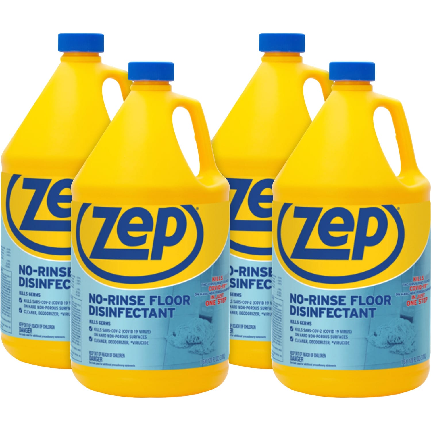 Zep No-Rinse Floor Disinfectant - 128 fl oz (4 quart) - Disinfectant, Deodorize - Blue - 4 / Carton - Image 3