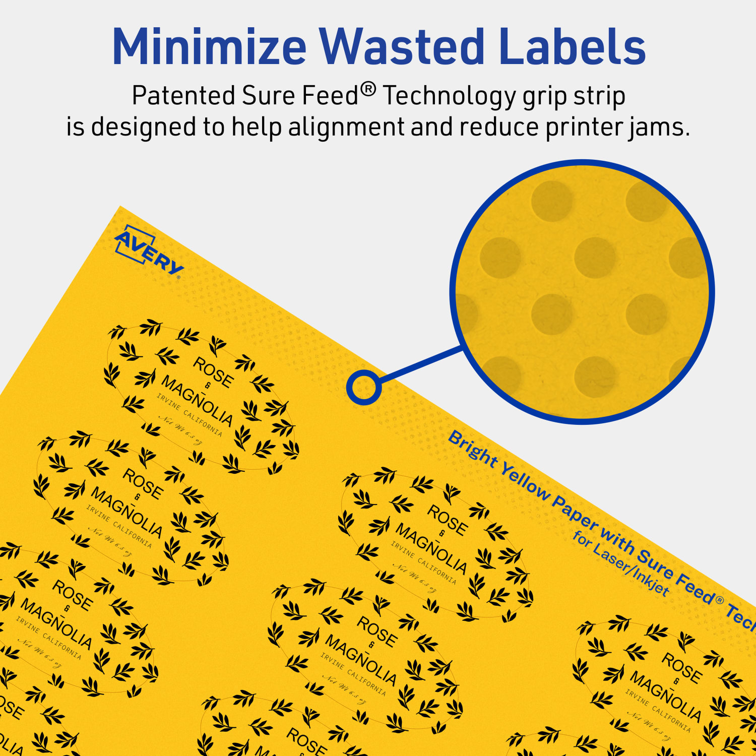 Avery Print-To-The-Edge Labels With Sure Feed Technology And Easy Peel Label Feature, 94053-BYP40, Oval, 1in x 2in, Matte Bright Yellow, Pack of 960 - Image 5