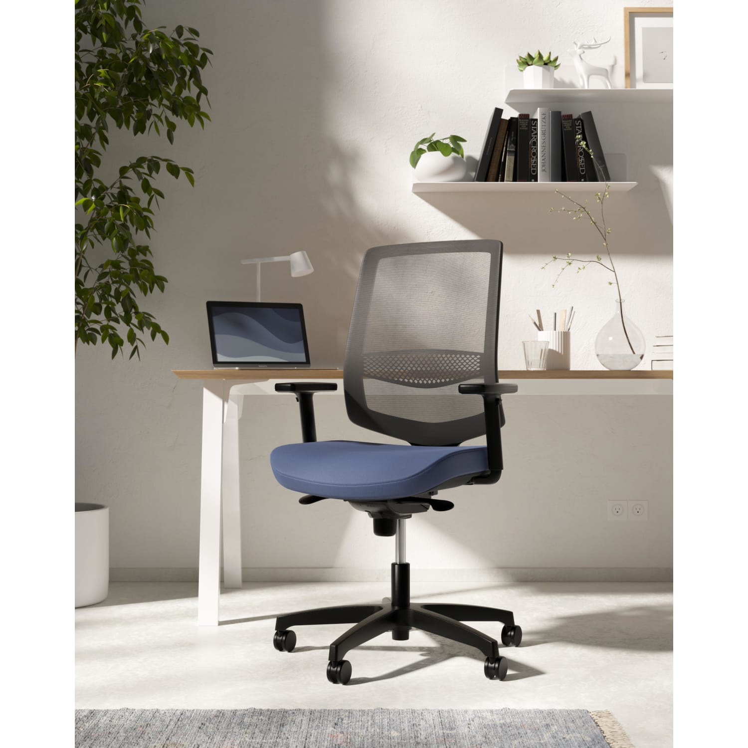 WorkPro Expanse Series Ergonomic Mesh/Fabric Mid-Back Task Chair, Black/Black - Image 6