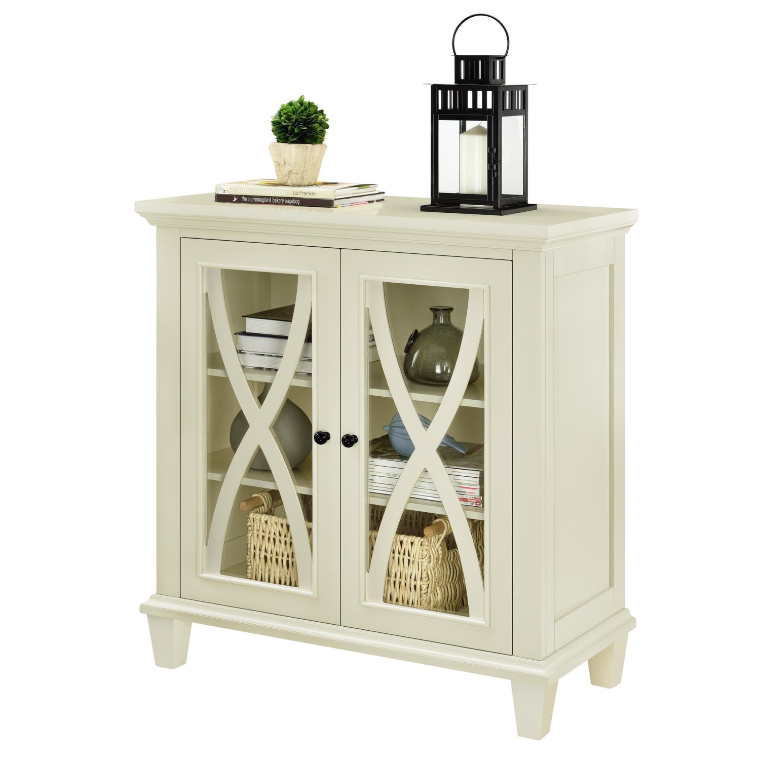 Ameriwood Home Ellington Double-Door Accent Cabinet, 3 Shelves, Ivory - Image 5