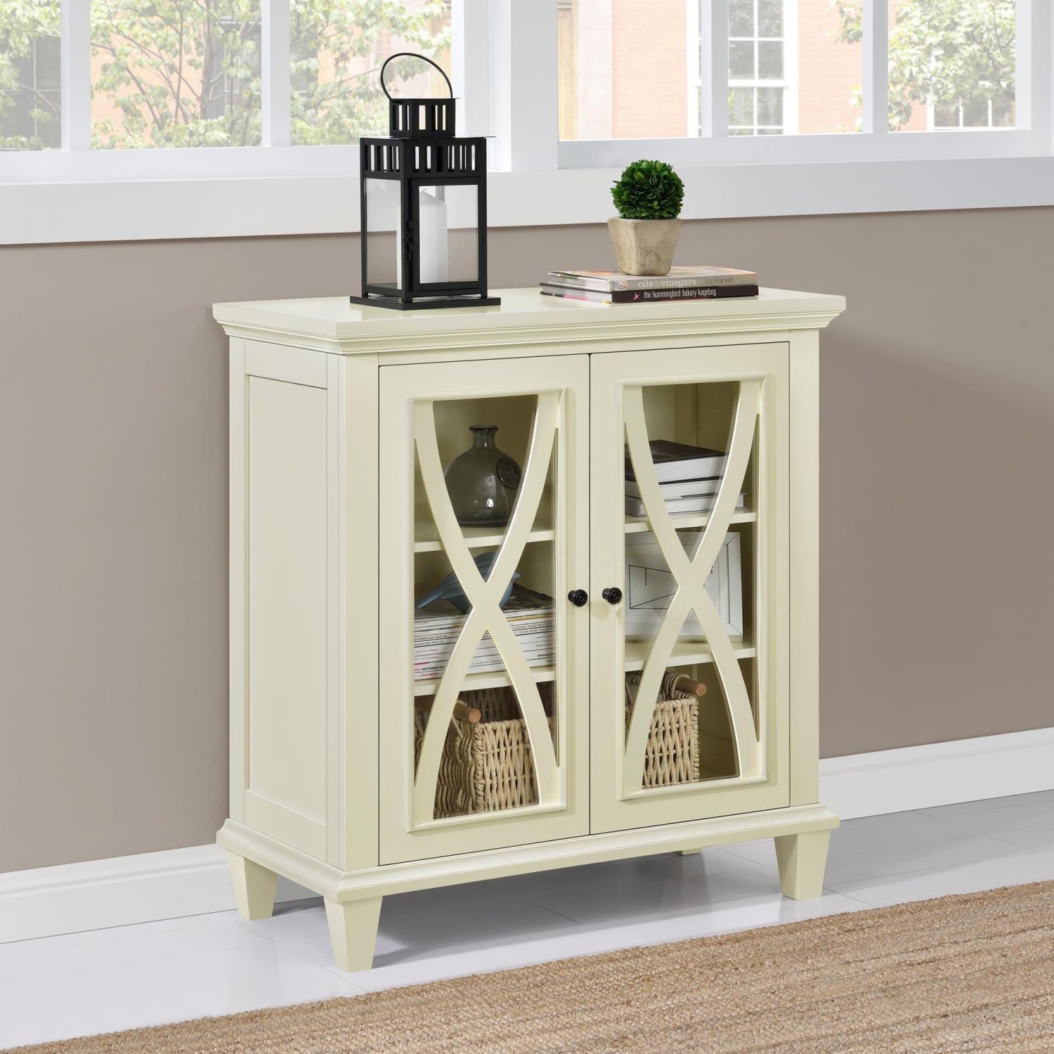 Ameriwood Home Ellington Double-Door Accent Cabinet, 3 Shelves, Ivory - Image 6