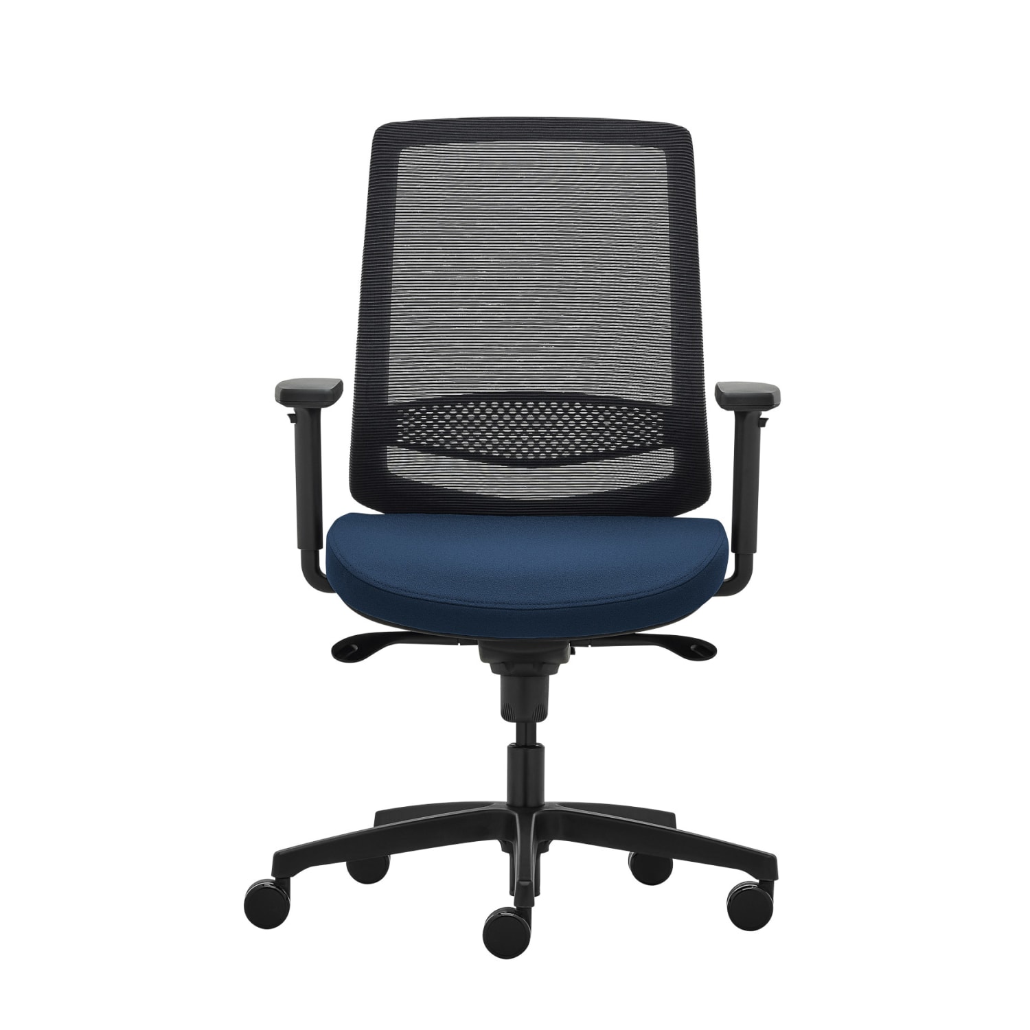 WorkPro Expanse Series Ergonomic Mesh/Fabric Mid-Back Task Chair, Black/Blue, BIFMA Compliant - Image 3