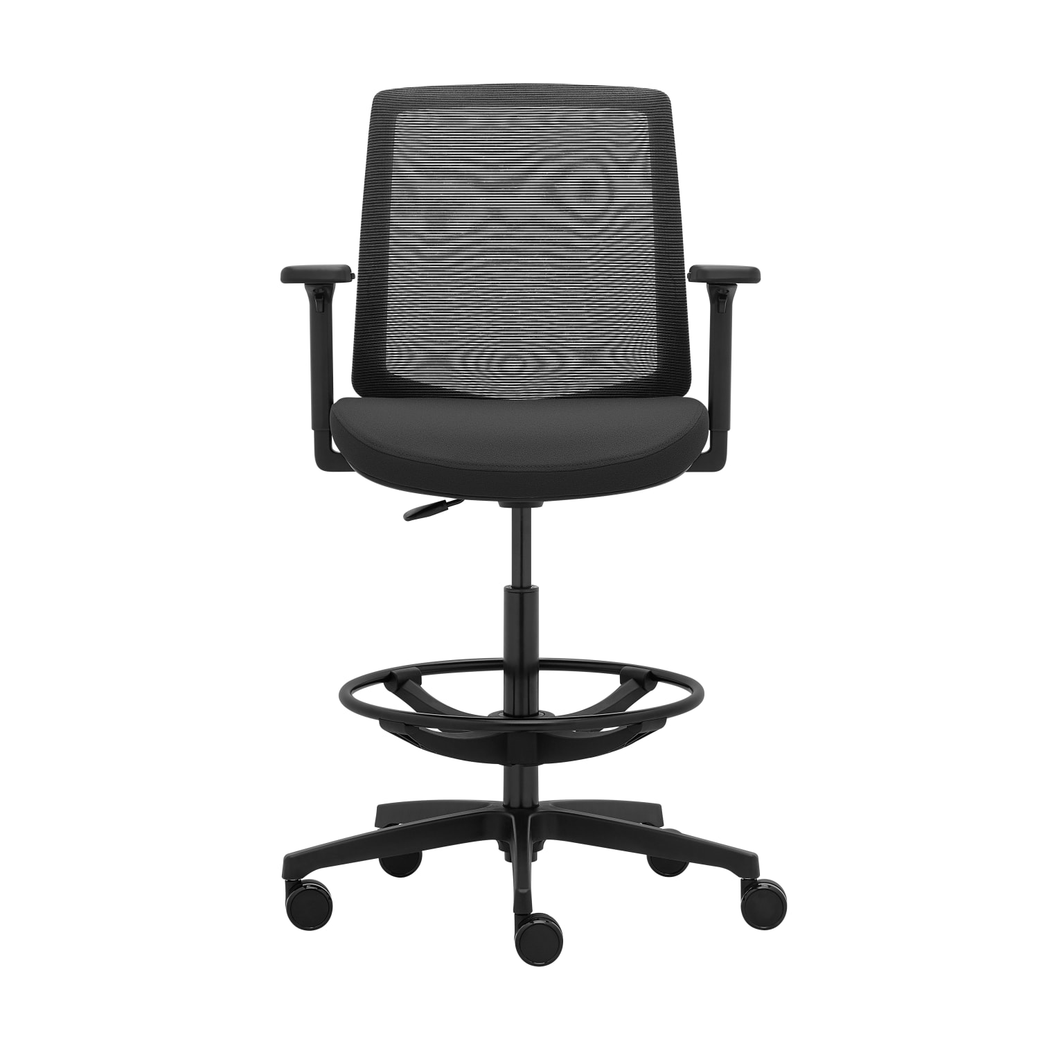 WorkPro Expanse Series Mesh/Fabric Mid-Back Height Adjustable Task Stool, Black/Black - Image 3