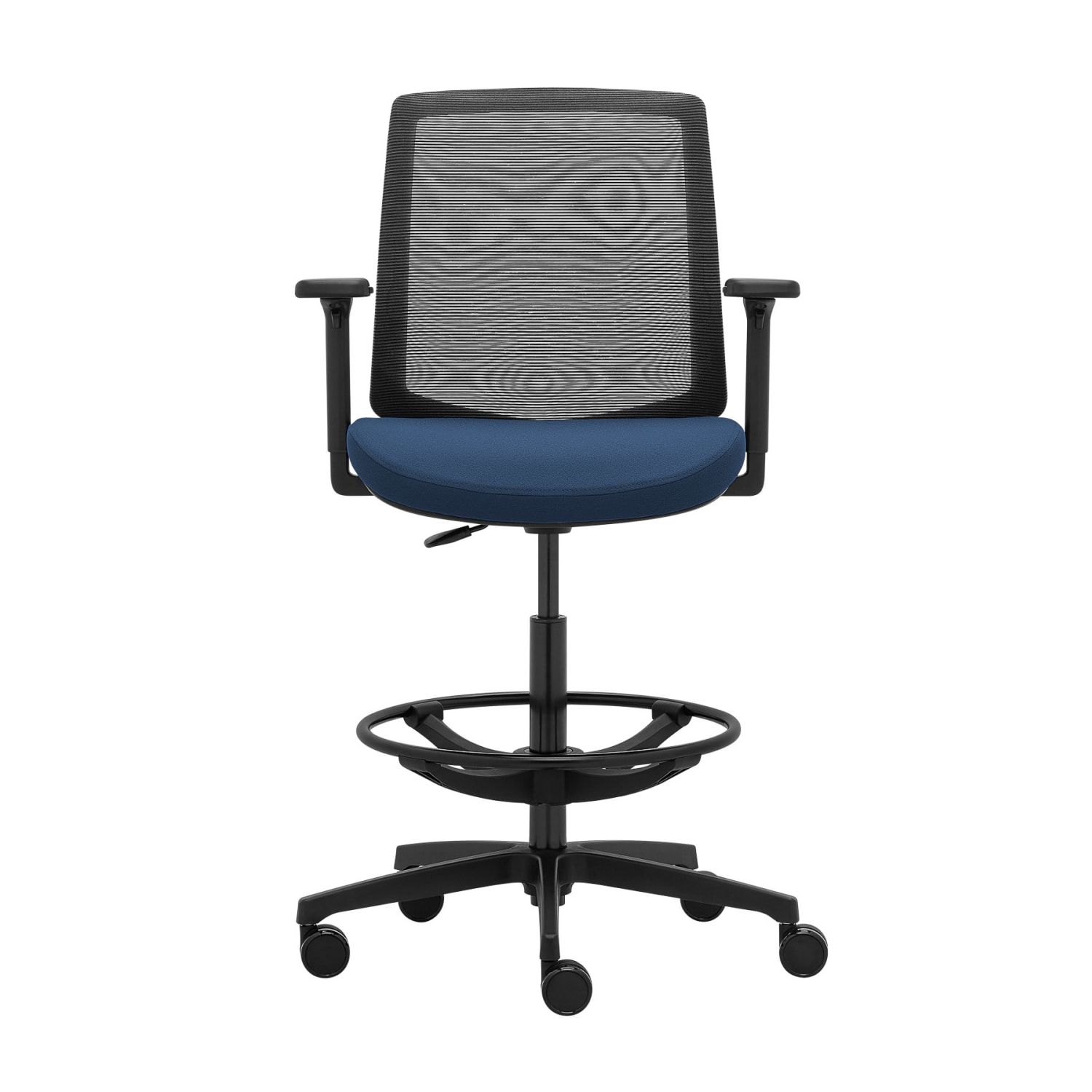 WorkPro Expanse Series Mesh/Fabric Mid-Back Height Adjustable Task Stool, Black/Blue - Image 3
