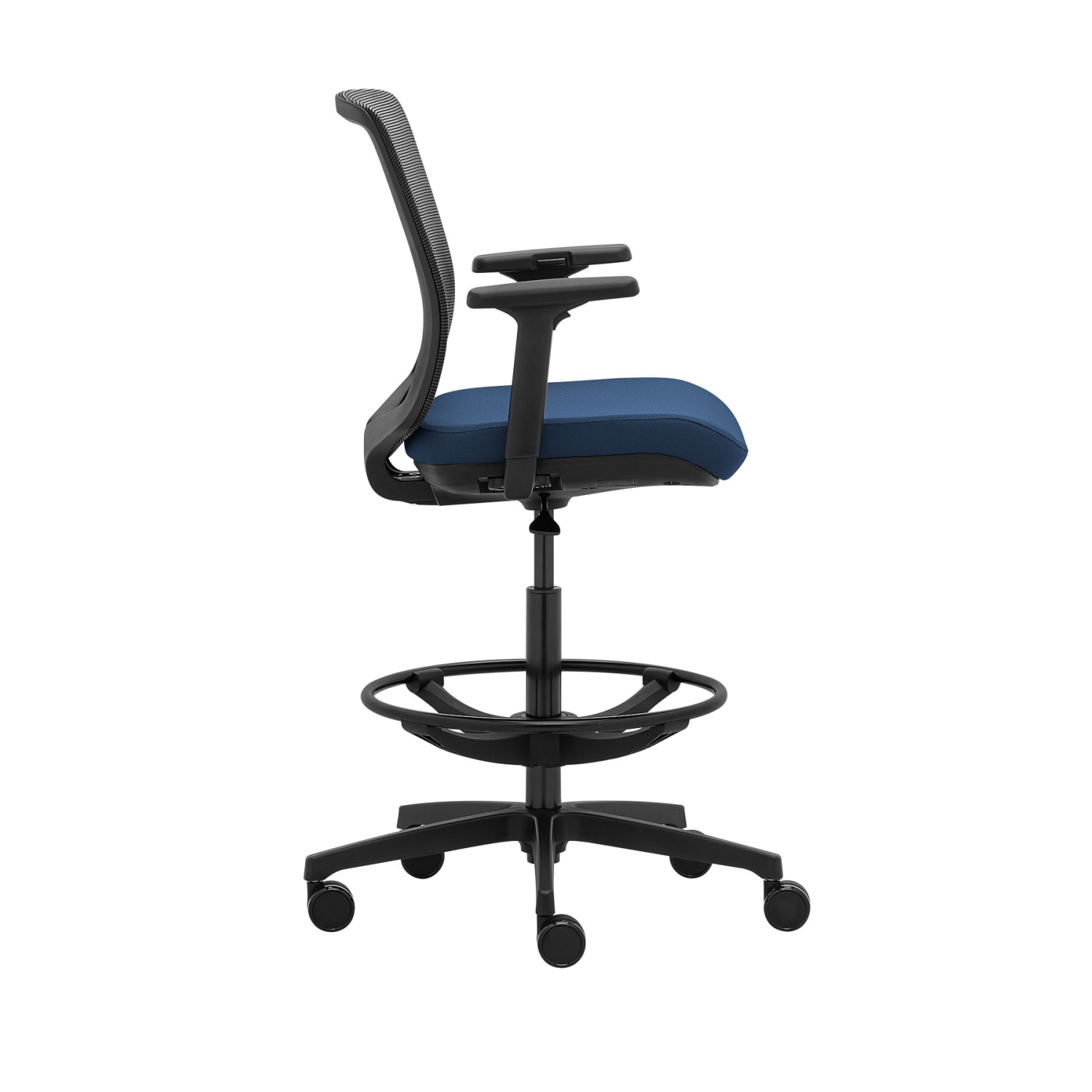 WorkPro Expanse Series Mesh/Fabric Mid-Back Height Adjustable Task Stool, Black/Blue - Image 4