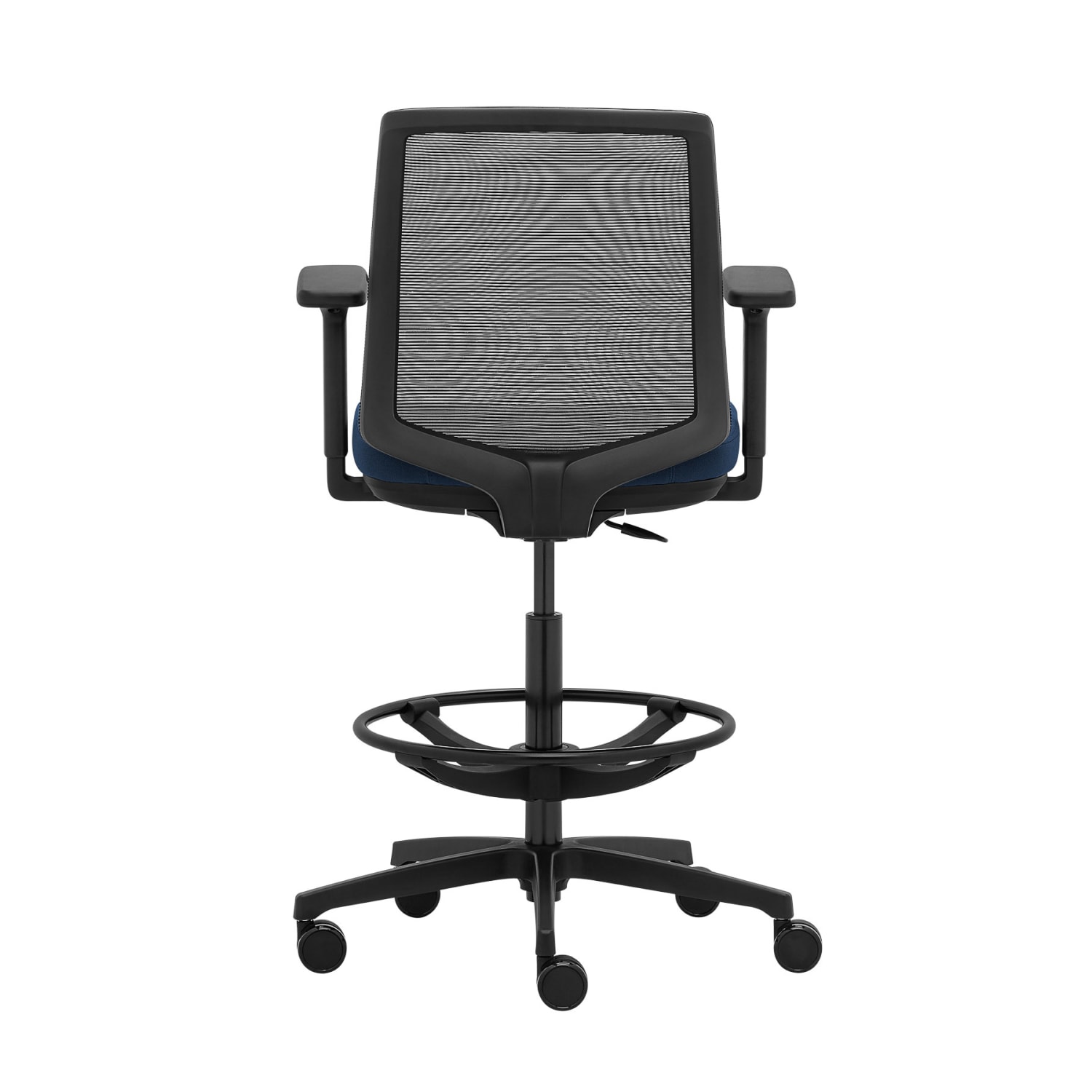 WorkPro Expanse Series Mesh/Fabric Mid-Back Height Adjustable Task Stool, Black/Blue - Image 5