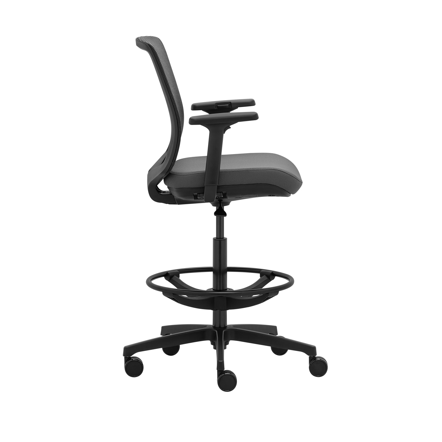 WorkPro Expanse Series MeshFabric Mid Back Height Adjustable Task Stool BlackGray PopularChairscom