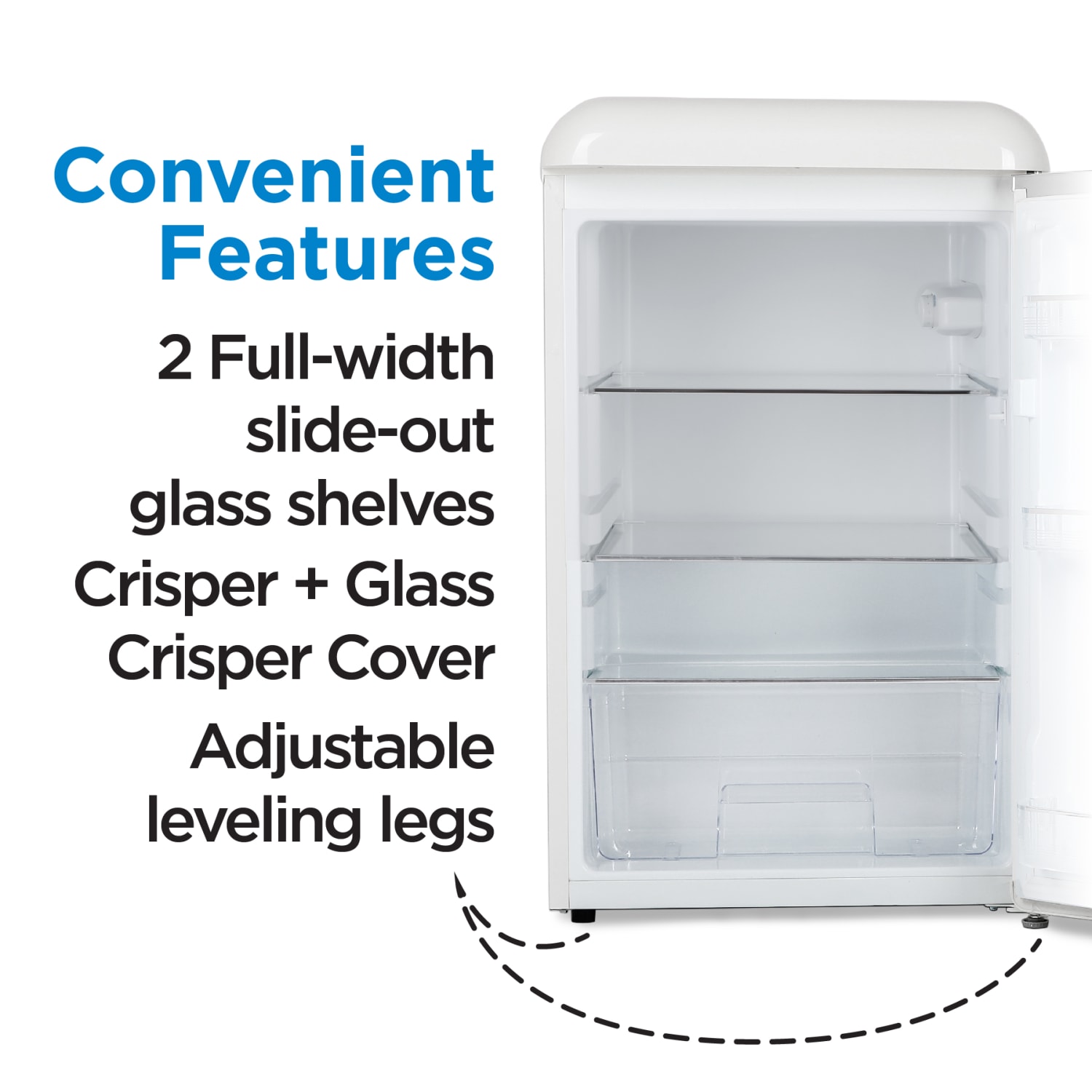 Commercial Cool Retro 4.4 Cu. Ft. Mini All-Refrigerator With 2 Slide-Out Glass Shelves, White - Image 5