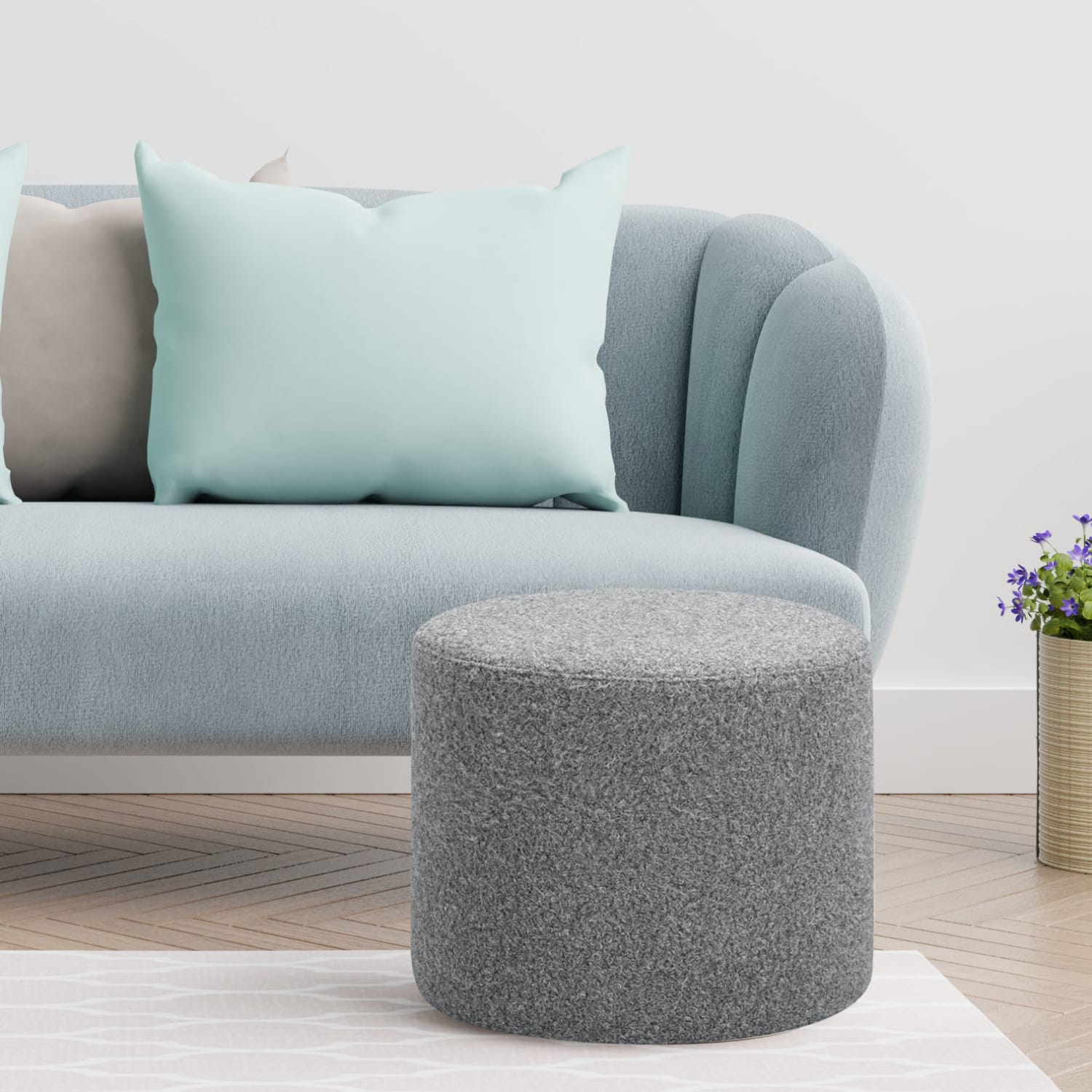 Lifestyle Solutions Gareth Fabric Ottoman, 17inH x 19inW x 19inD, Gray - Image 5