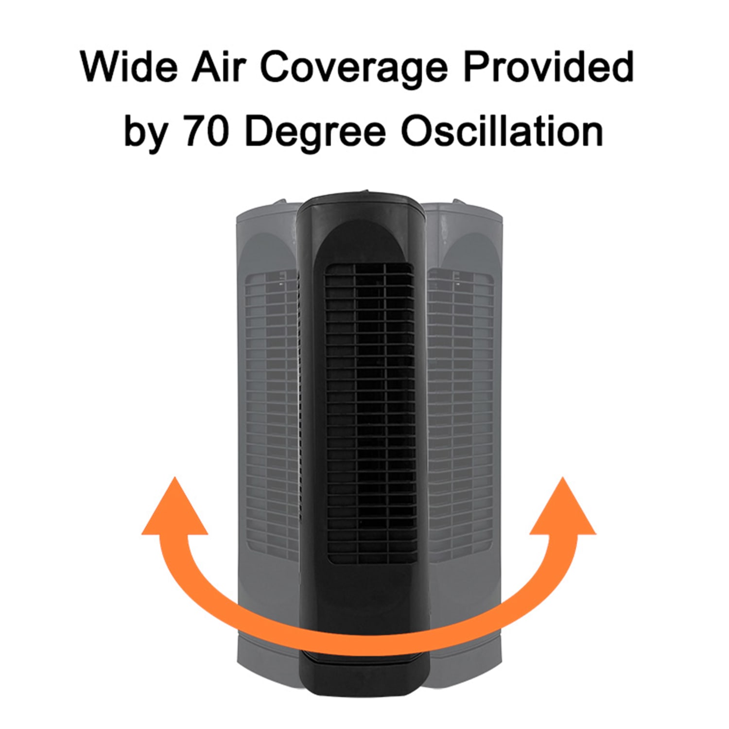 Optimus 17in Adjustable Ultra-Slim Oscillating Desktop Tower Fan, 18in x 6in, Black - Image 3