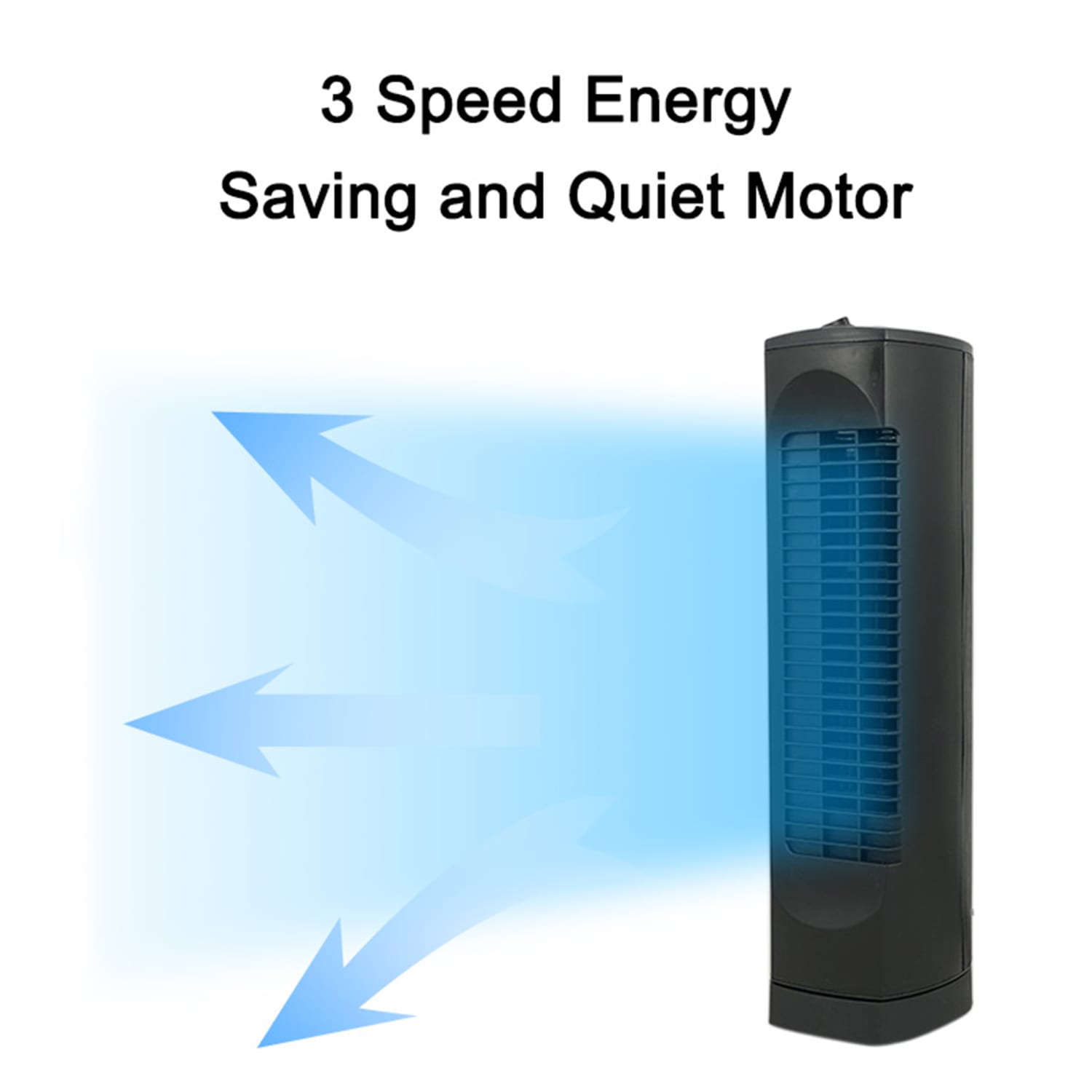 Optimus 17in Adjustable Ultra-Slim Oscillating Desktop Tower Fan, 18in x 6in, Black - Image 4