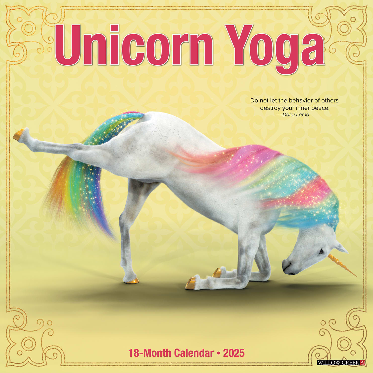 2025 Willow Creek Press Monthly Wall Calendar, 12in x 12in, Unicorn Yoga, January 2025 to December 2025, 45213