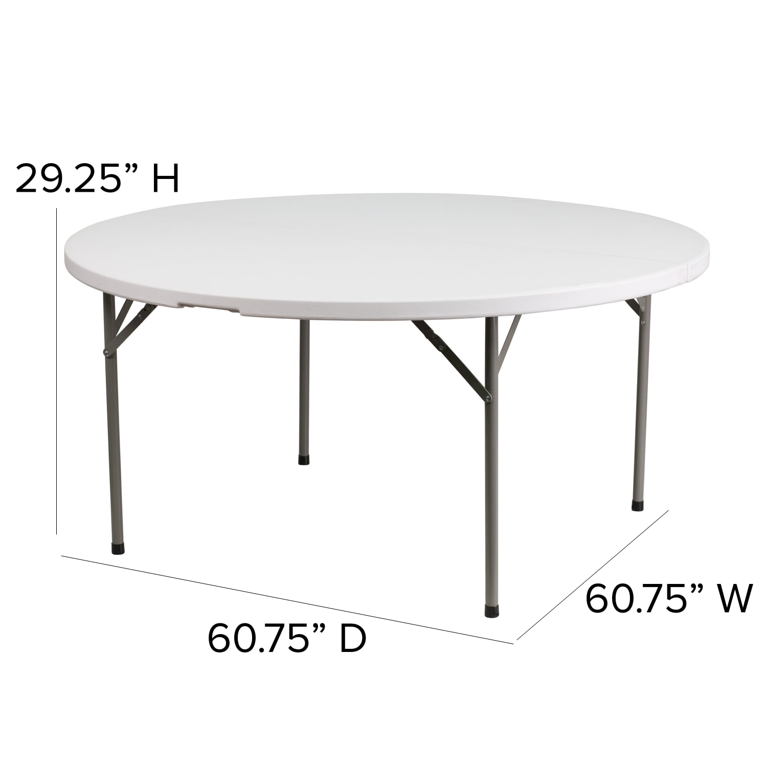 Flash Furniture Round Plastic Folding Table, 29-1/4inH x 60-3/4inW x 60-3/4inD, Granite White/Gray - Image 6