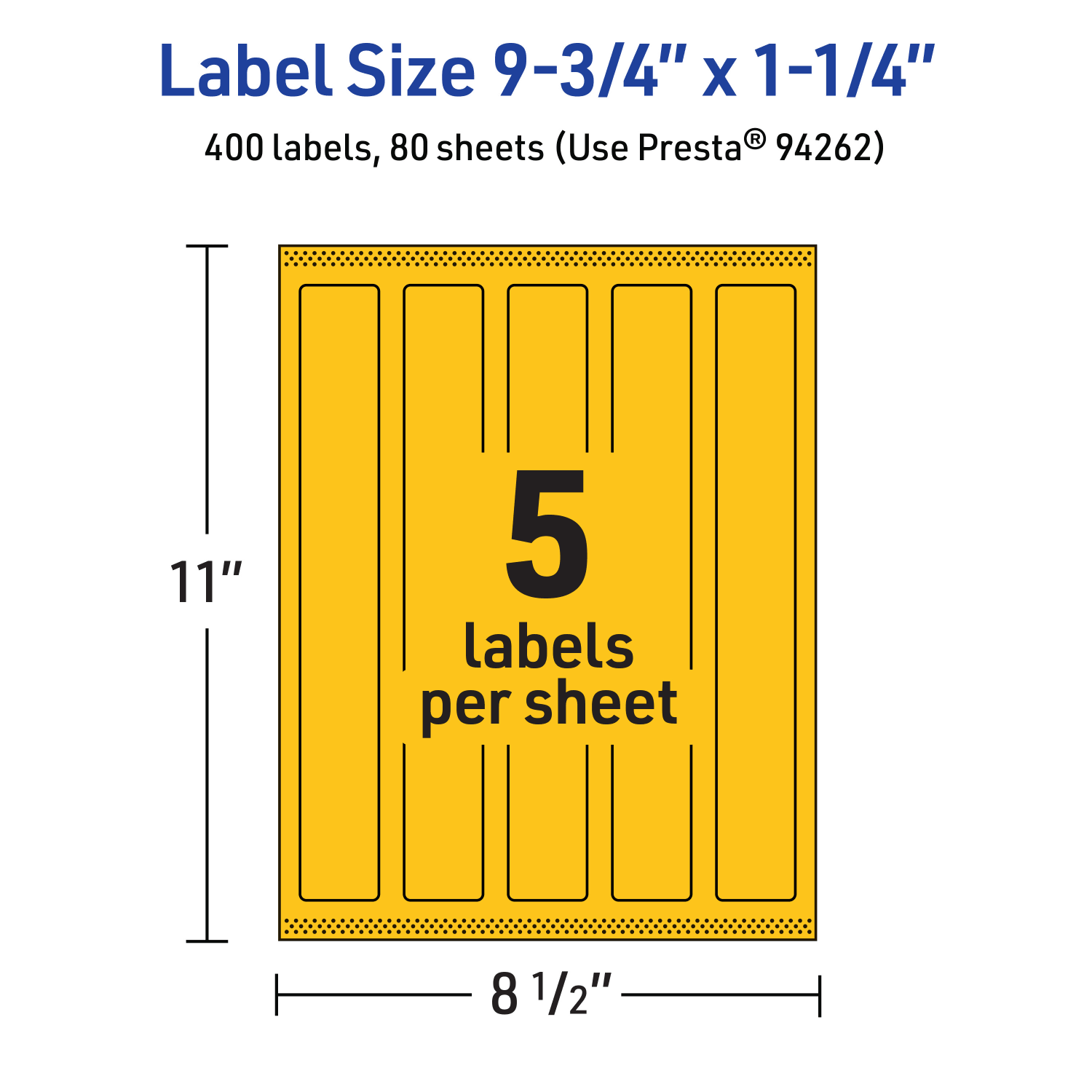 Avery Print-To-The-Edge Labels With Sure Feed Technology, 94262-BYP80, Rectangle, 9-3/4in x 1-1/4in, Matte Bright Yellow, Pack of 400 - Image 6