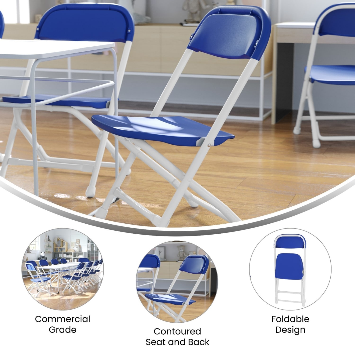 Flash Furniture 2 Pack Kids Plastic Folding Chair Blue PopularChairscom