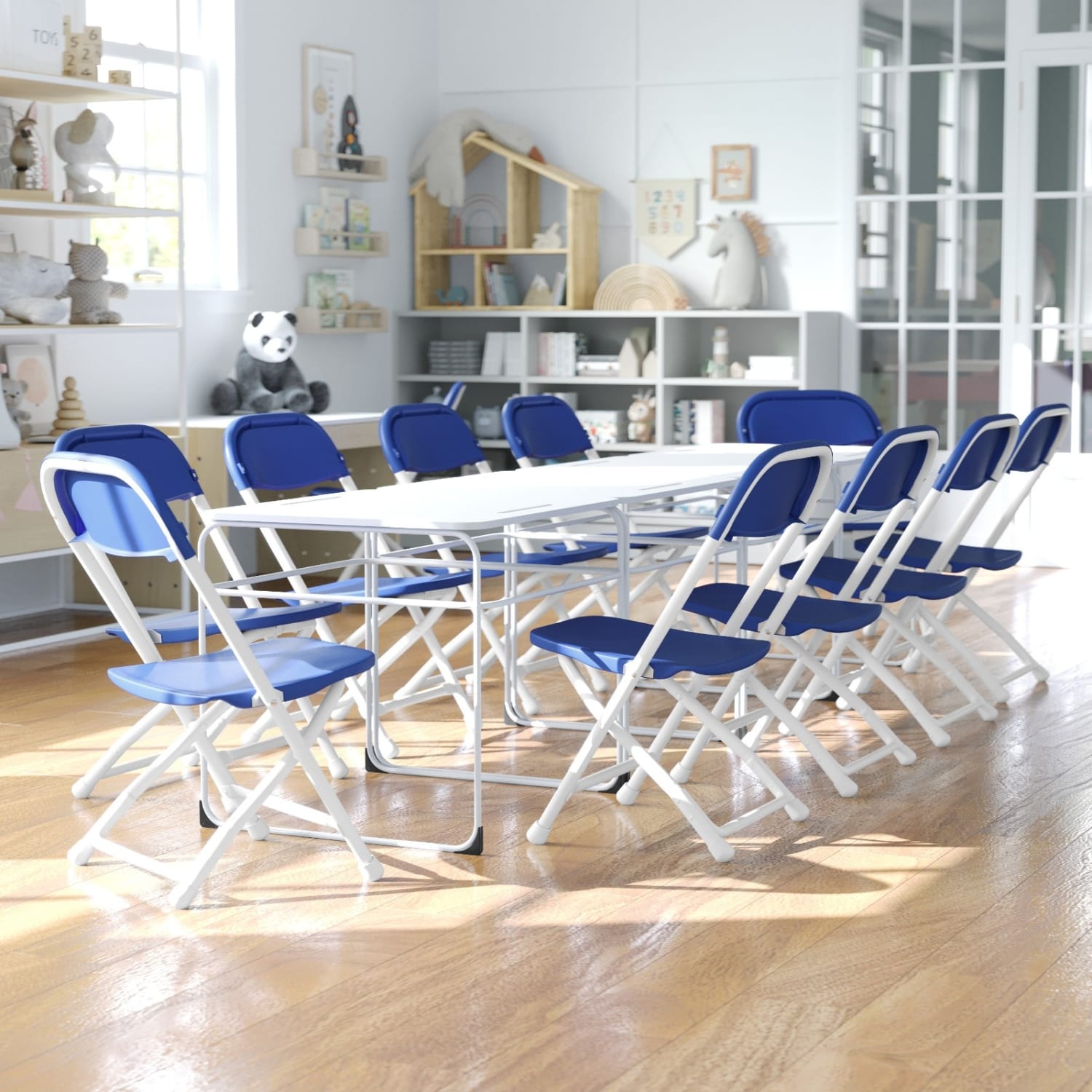 Flash Furniture 2 Pack Kids Plastic Folding Chair Blue PopularChairscom