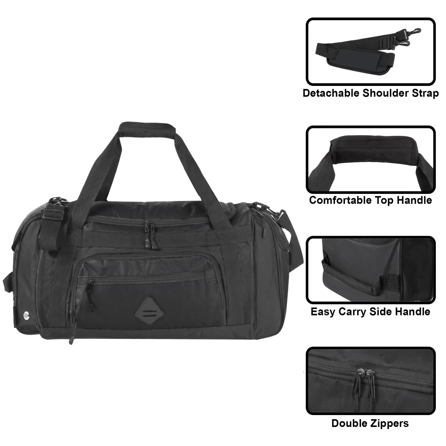 Summit Ridge Polyester Duffel, 12inH x 24inW x 9inD, Black - Image 3