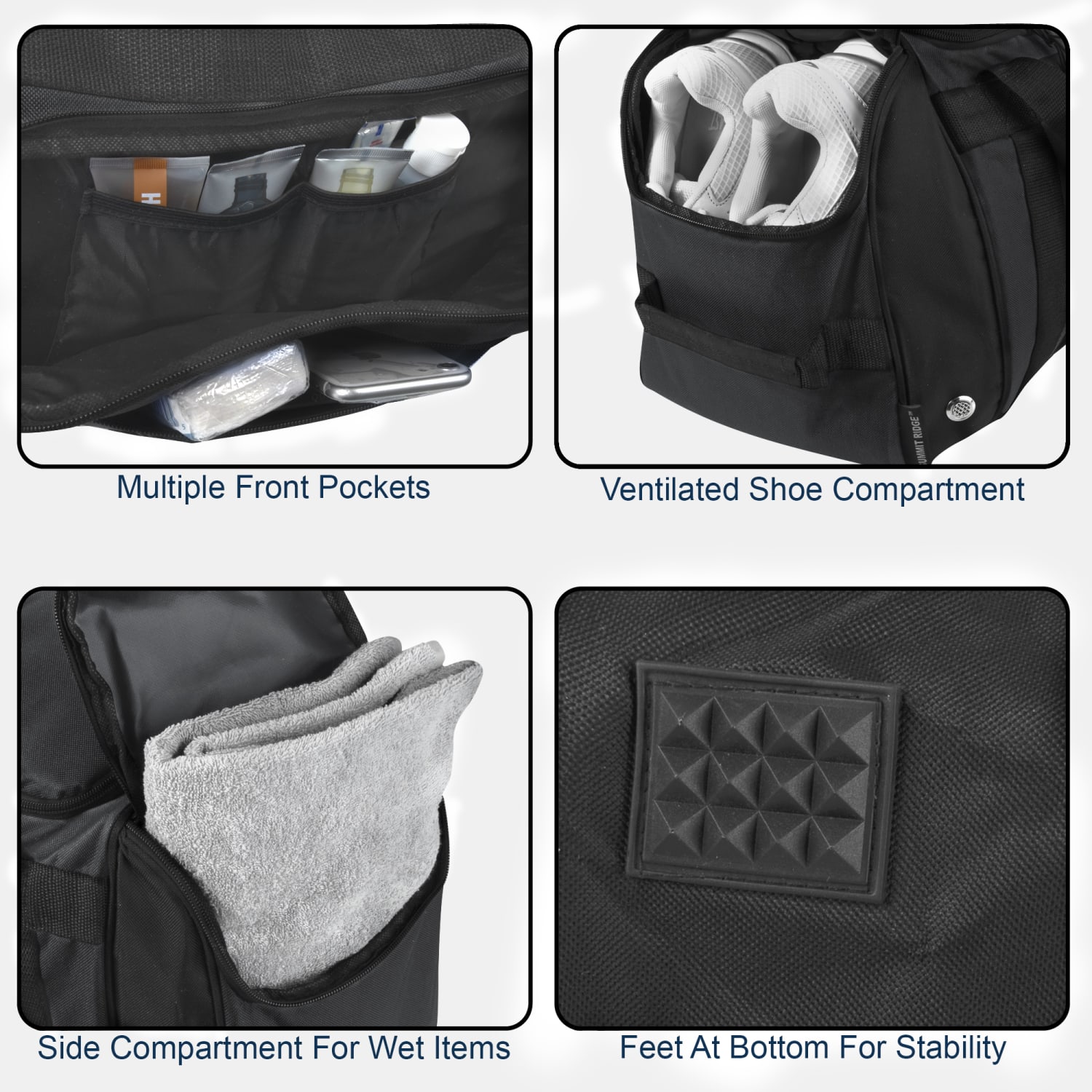 Summit Ridge Polyester Duffel, 12inH x 24inW x 9inD, Black - Image 4