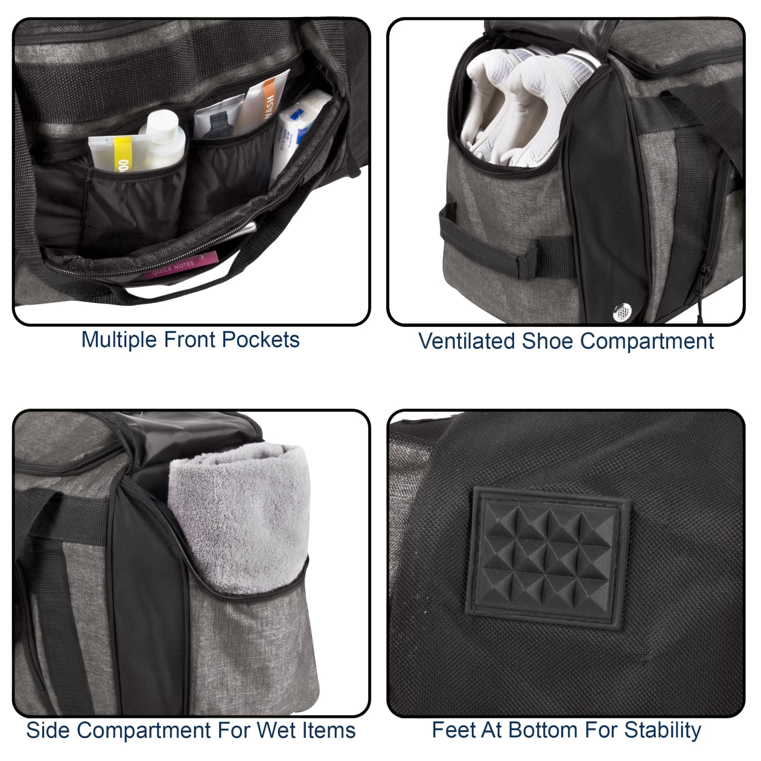 Summit Ridge Polyester Duffel, 12inH x 24inW x 9inD, Gray - Image 4