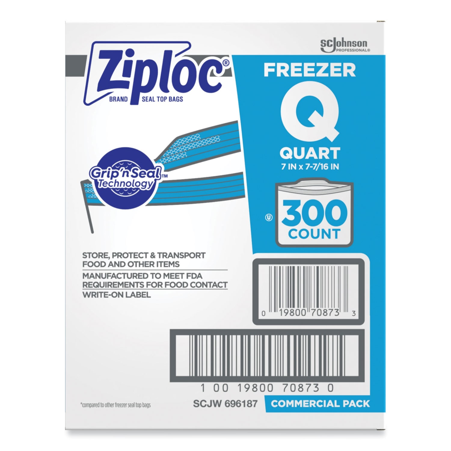 Ziploc Double Zipper Freezer Bags, 1-Quart, Clear, Carton Of 300 Bags - Image 5