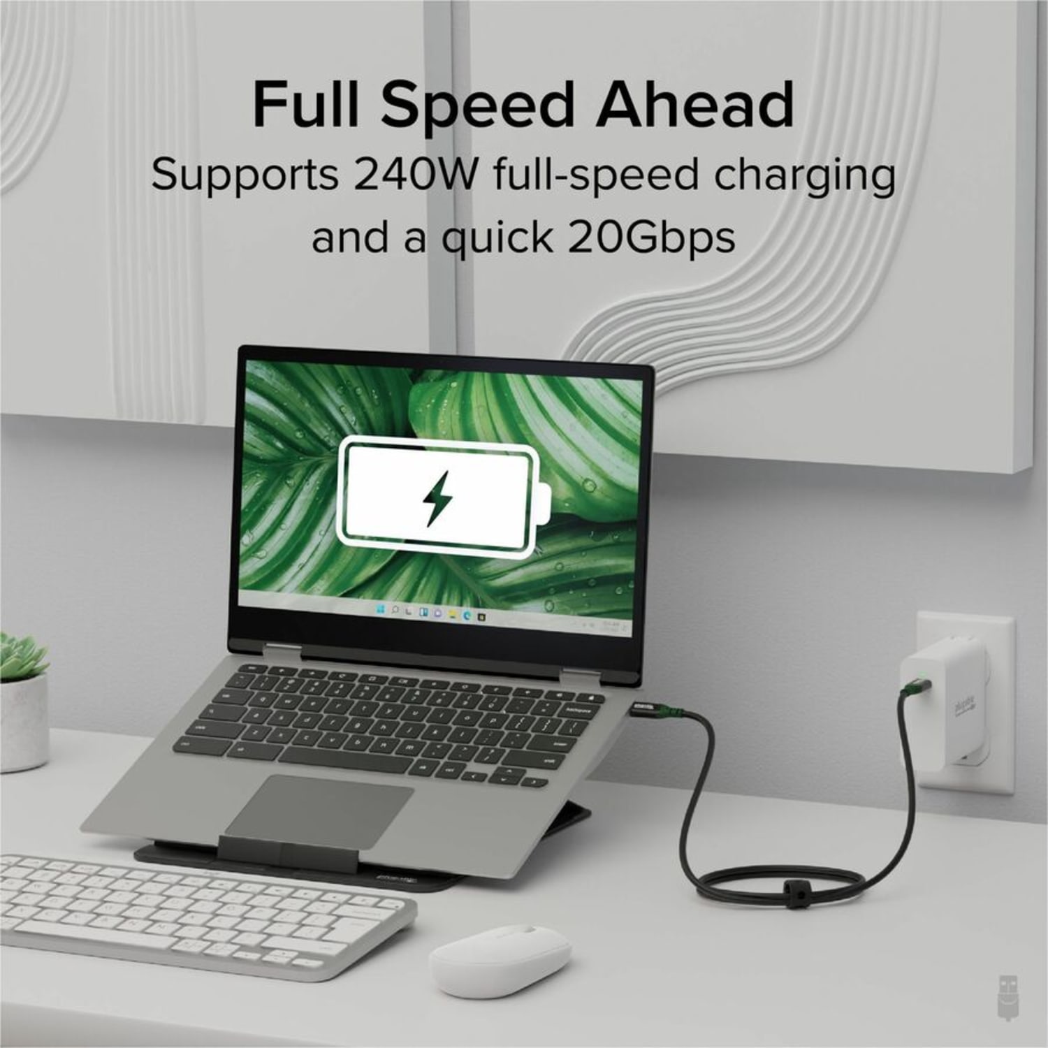 Plugable USB C to USB C Cable, 240W USB C Charging Cable 20Gbps, 4K 120Hz, 8K 60Hz - USB-C Monitor, iPhone, MacBook, iPad, Samsung Galaxy, 3.3 Feet with Silicone Cable Management Strap - Image 4