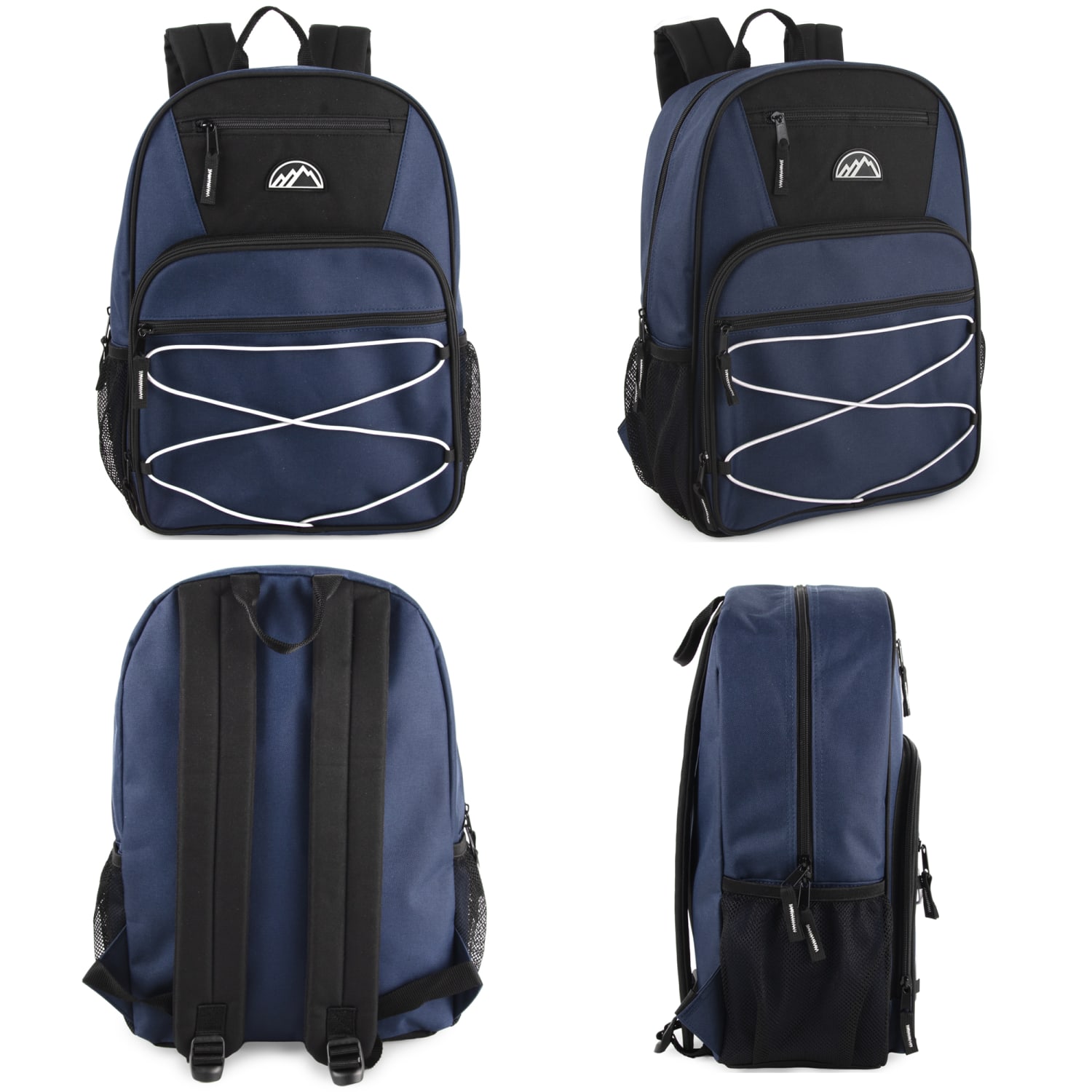 Mountain Edge Multi-Pocket Bungee Cord Sport Backpacks, Black/Blue/Gray, Total Qty 24 - Image 4