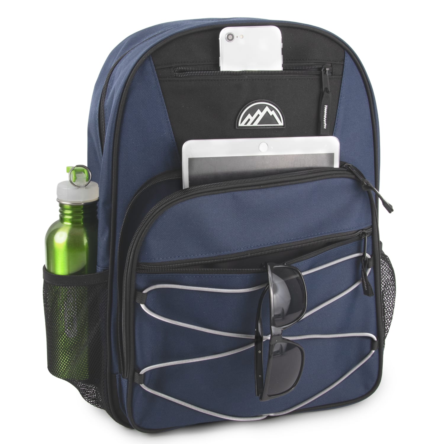 Mountain Edge Multi-Pocket Bungee Cord Sport Backpacks, Black/Blue/Gray, Total Qty 24 - Image 5