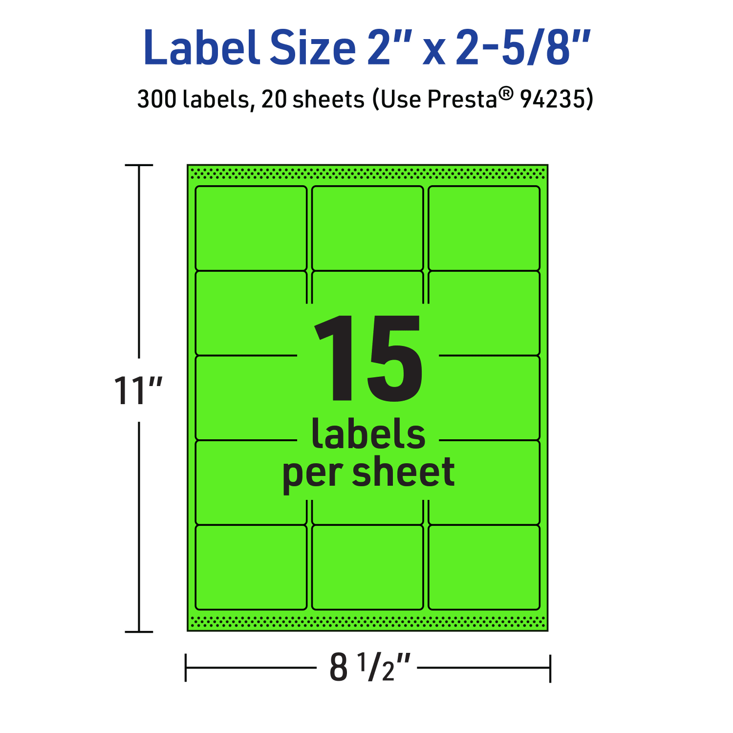 Avery Printable Labels With Sure Feed Technology, 94235-NGP20, Rectangle, 2in x 2-5/8in, Matte Neon Green, Pack of 300 - Image 6