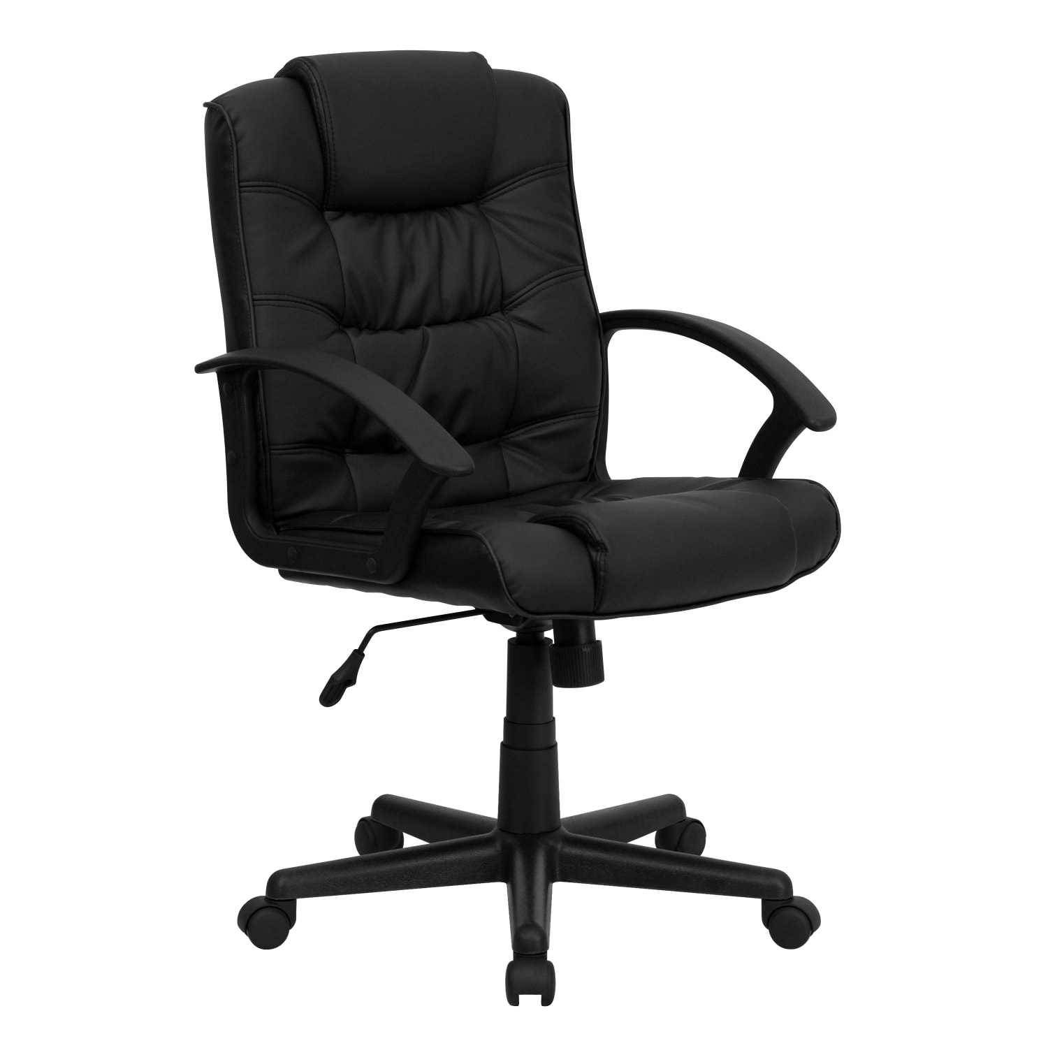 Flash Furniture LeatherSoft Faux Leather Mid-Back Swivel Task Chair With 21 1/2in Back Cushion, Black - Image 3