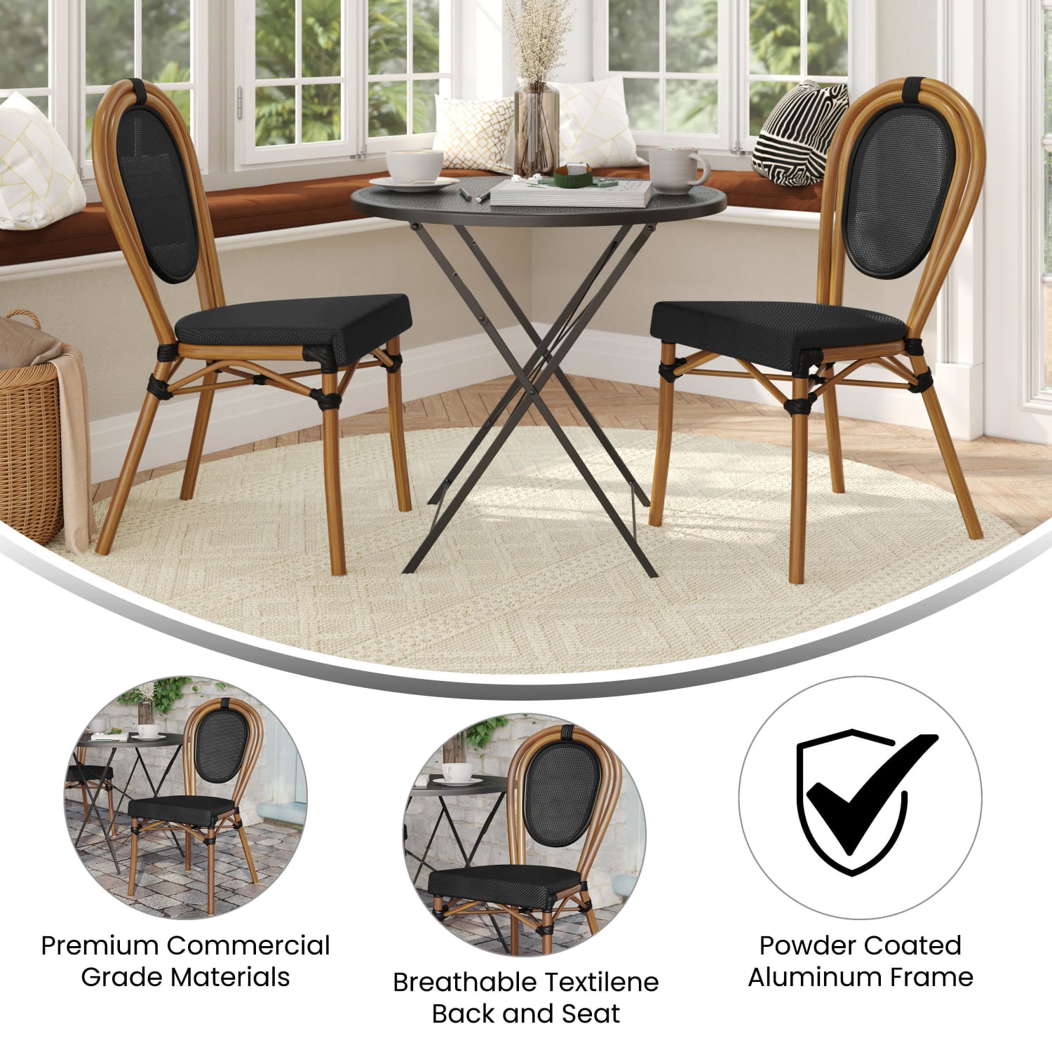 Flash Furniture 2 Pack Marseille Indoor/Outdoor Commercial Thonet Bistro Stacking Chair, Black/Natural Frame -2SDA6422STXTBKN - Image 5
