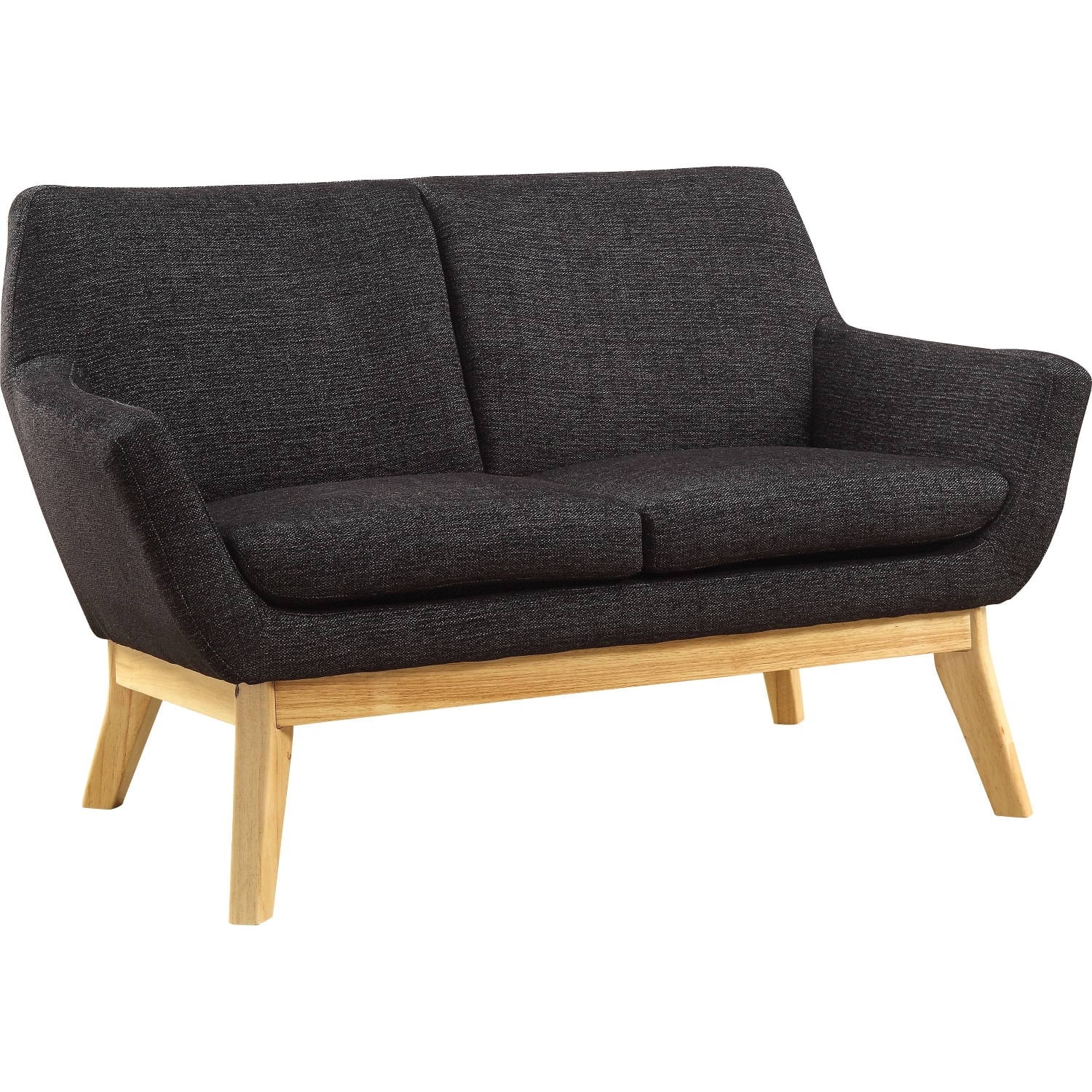 Lorell Quintessence Upholstered Loveseat, Black/Natural