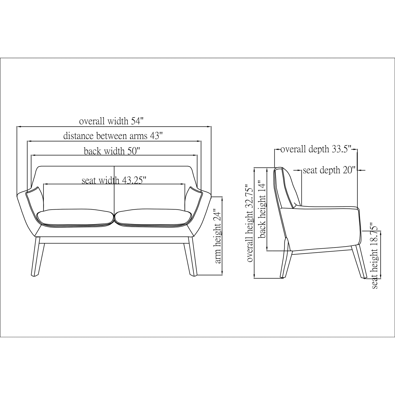 Lorell Quintessence Upholstered Loveseat BlackNatural PopularChairscom