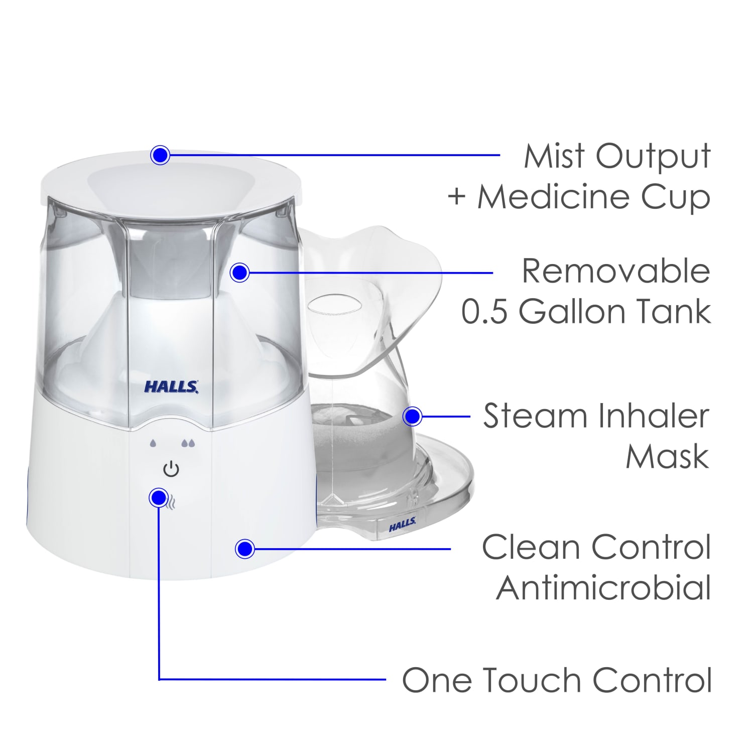 Crane x HALLS  2-In-1 Warm Mist Humidifier & Steam Inhaler, 0.5 Gallon - Image 3