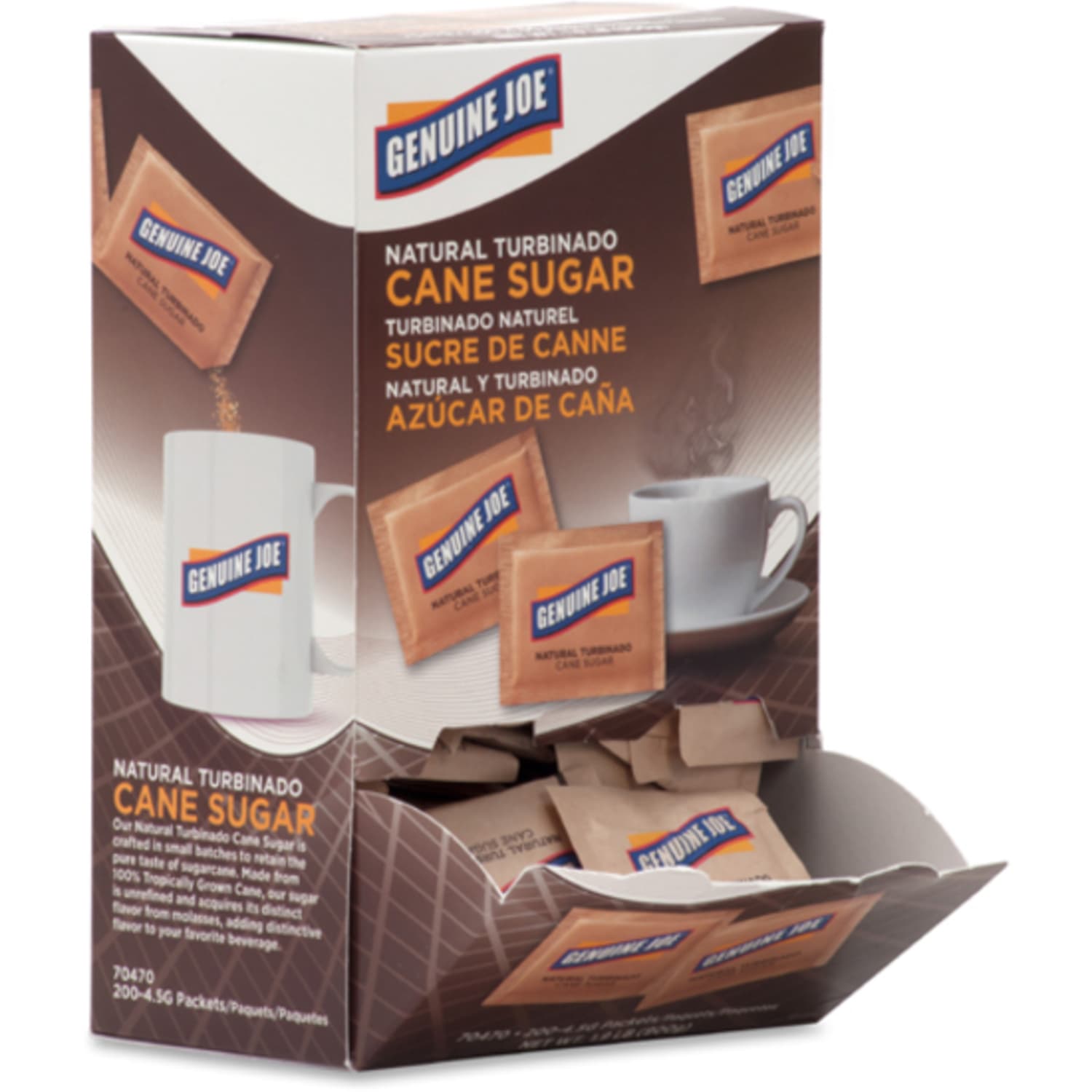 Genuine Joe Turbinado Natural Cane Sugar Packets - 0.159 oz (4.5 g) - Molasses Flavor - Natural Sweetener - 200/Box - Image 5
