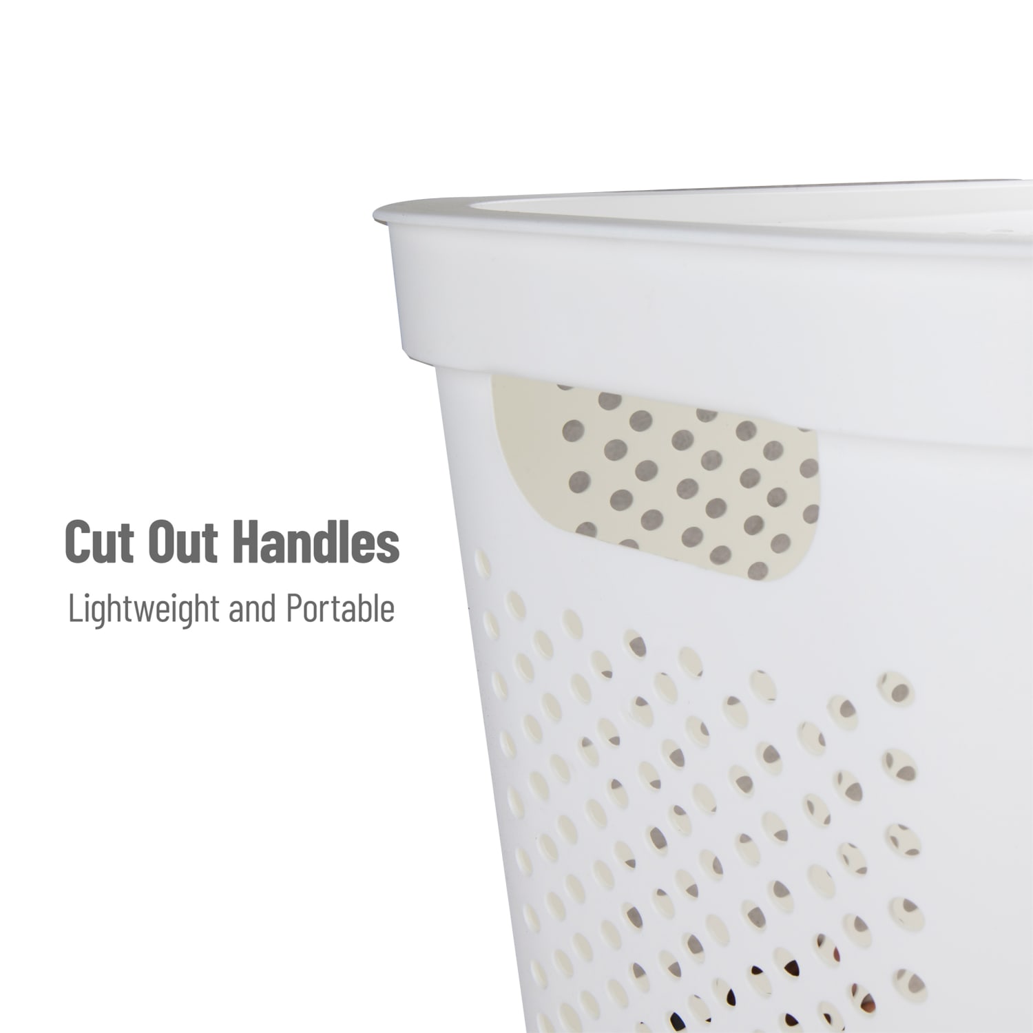 Mind Reader 60L Laundry Hamper Clothes Basket with Lid, 23-1/2inH x 13-3/4inW x 17-1/4inL, White - Image 5