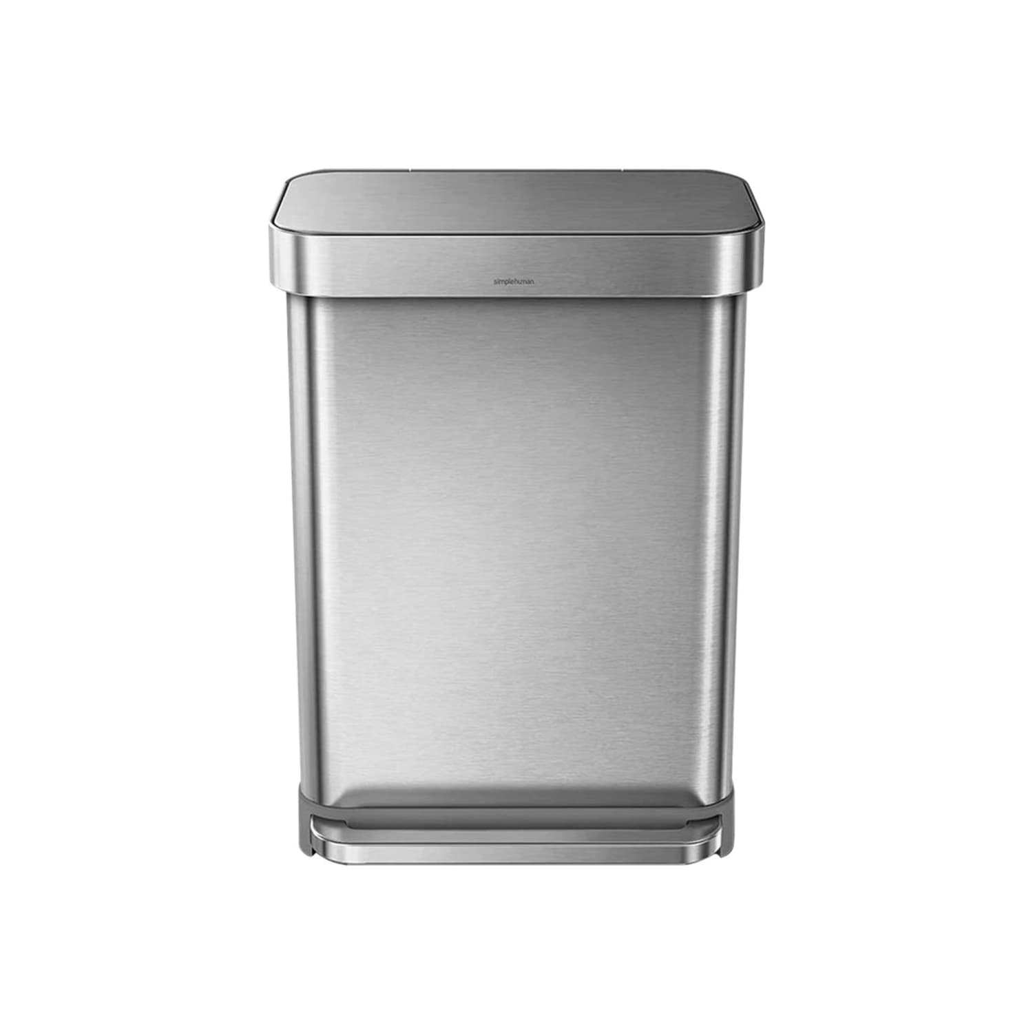 simplehuman Rectangular Step Can With Liner Pocket, 14.5 Gallons, Brushed Stainless Steel - Image 6