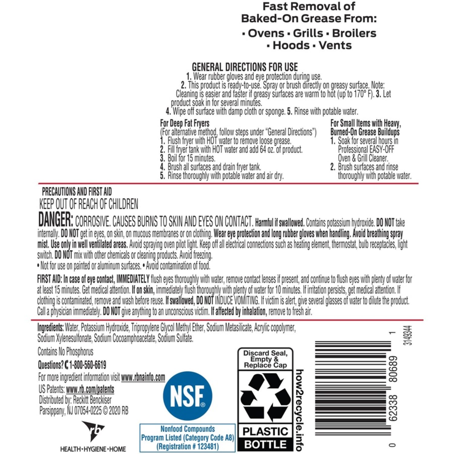Easy-Off Oven/Grill Cleaner - 64 fl oz (2 quart) - Non-flammable - Clear Bottle - 1 Each - Image 5