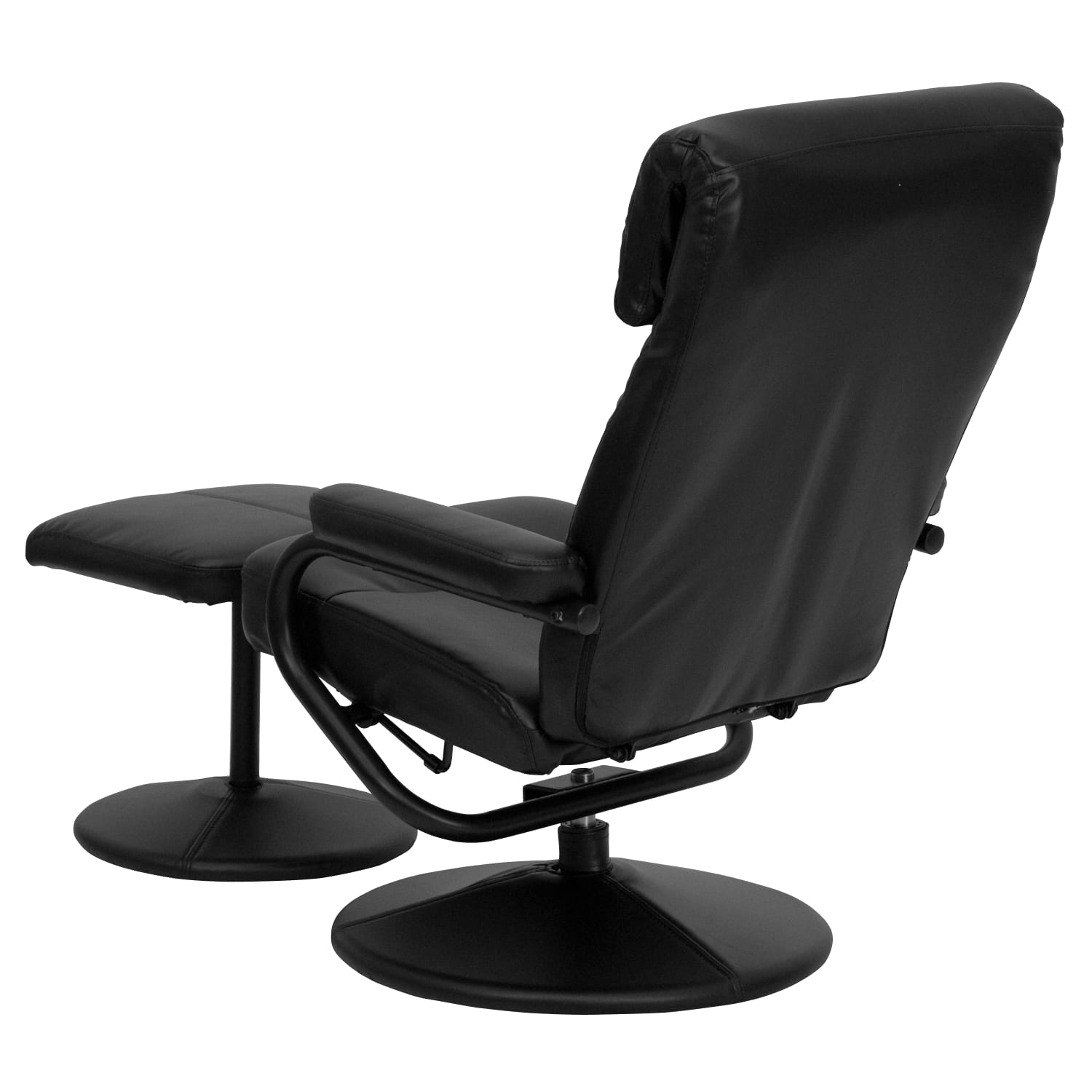 Flash Furniture Contemporary Multi-Position Headrest Recliner Accent Chair And Ottoman With Wrapped Base, Black - Image 5