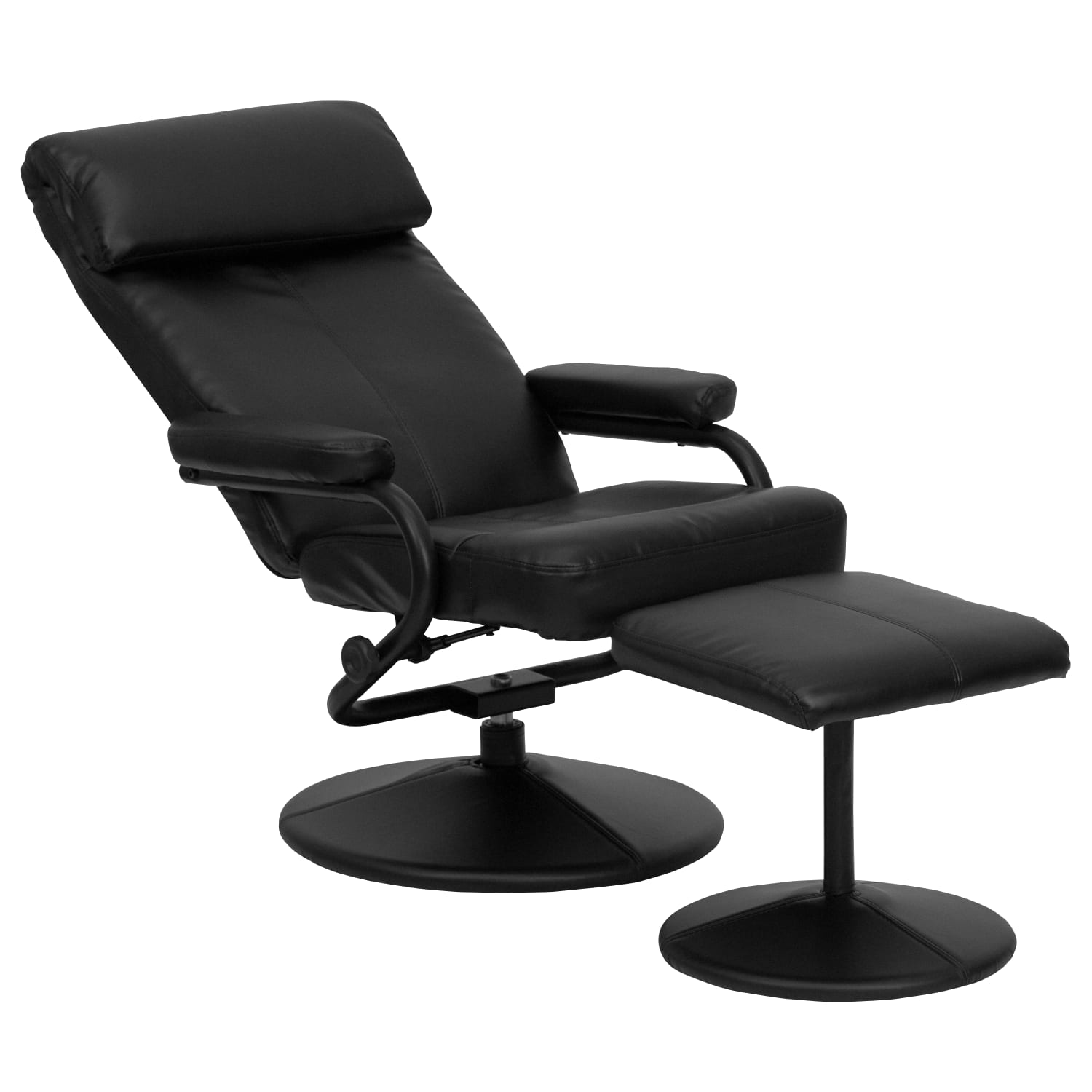 Flash Furniture Contemporary Multi-Position Headrest Recliner Accent Chair And Ottoman With Wrapped Base, Black - Image 6