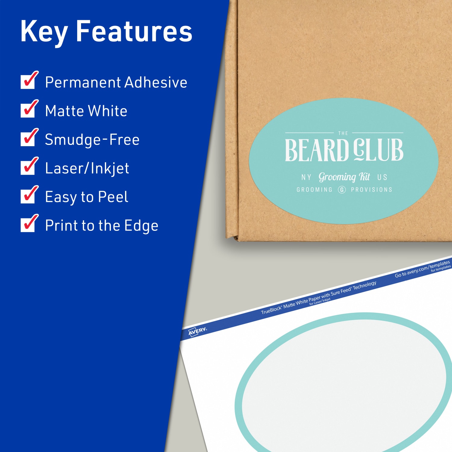 Avery Print-To-The-Edge TrueBlock Labels With Sure Feed, 94057-TWMP50, Oval, 4in x 6in, Matte White, Pack Of 100 - Image 3