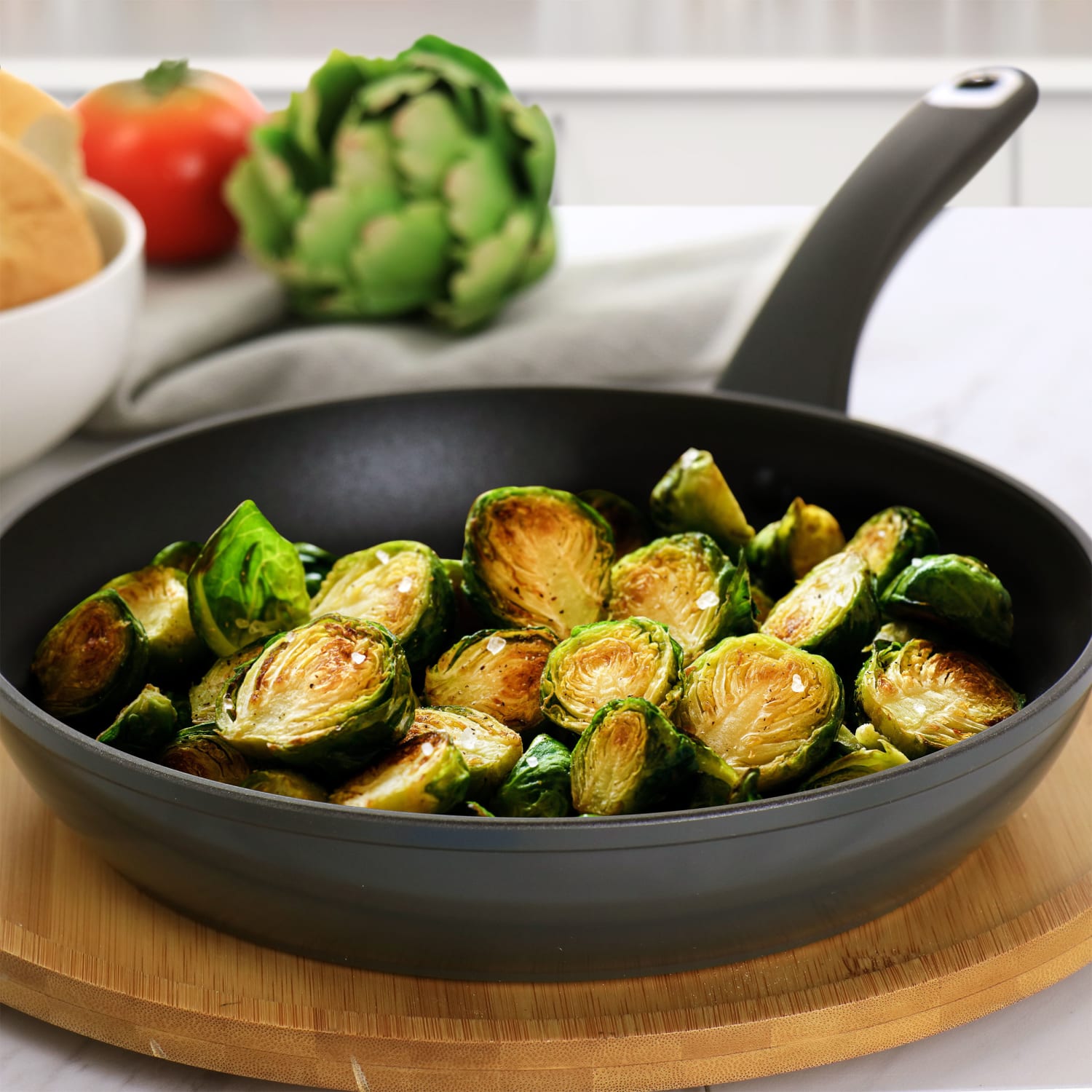 Martha Stewart Everyday Aluminum Non-Stick Frying Pan, 9-1/2in, Gray - Image 3