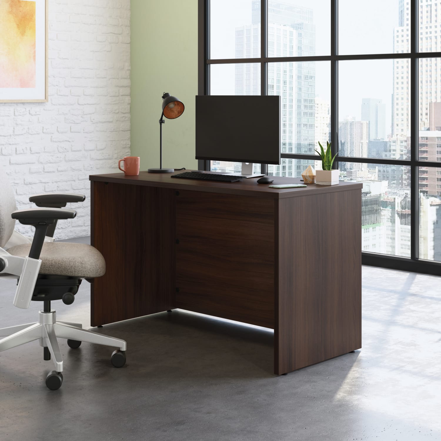 Sauder Affirm 48inW Computer Desk Shell, Noble Elm - Image 5