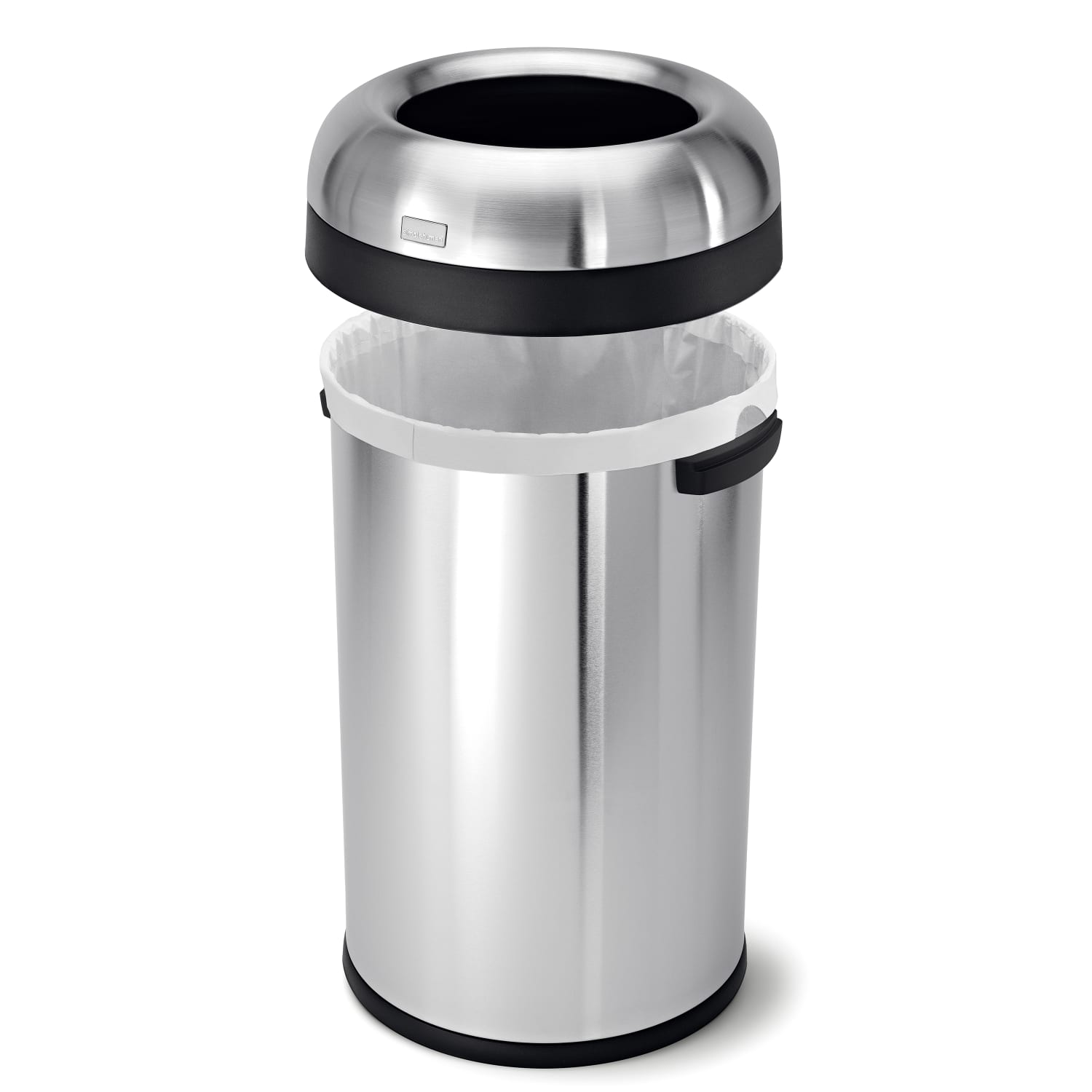 simplehuman Commercial Open Top Trash Can, Bullet Round, 21 Gallons, 30in x 17.8in, Brushed Heavy-Gauge Stainless Steel - Image 4
