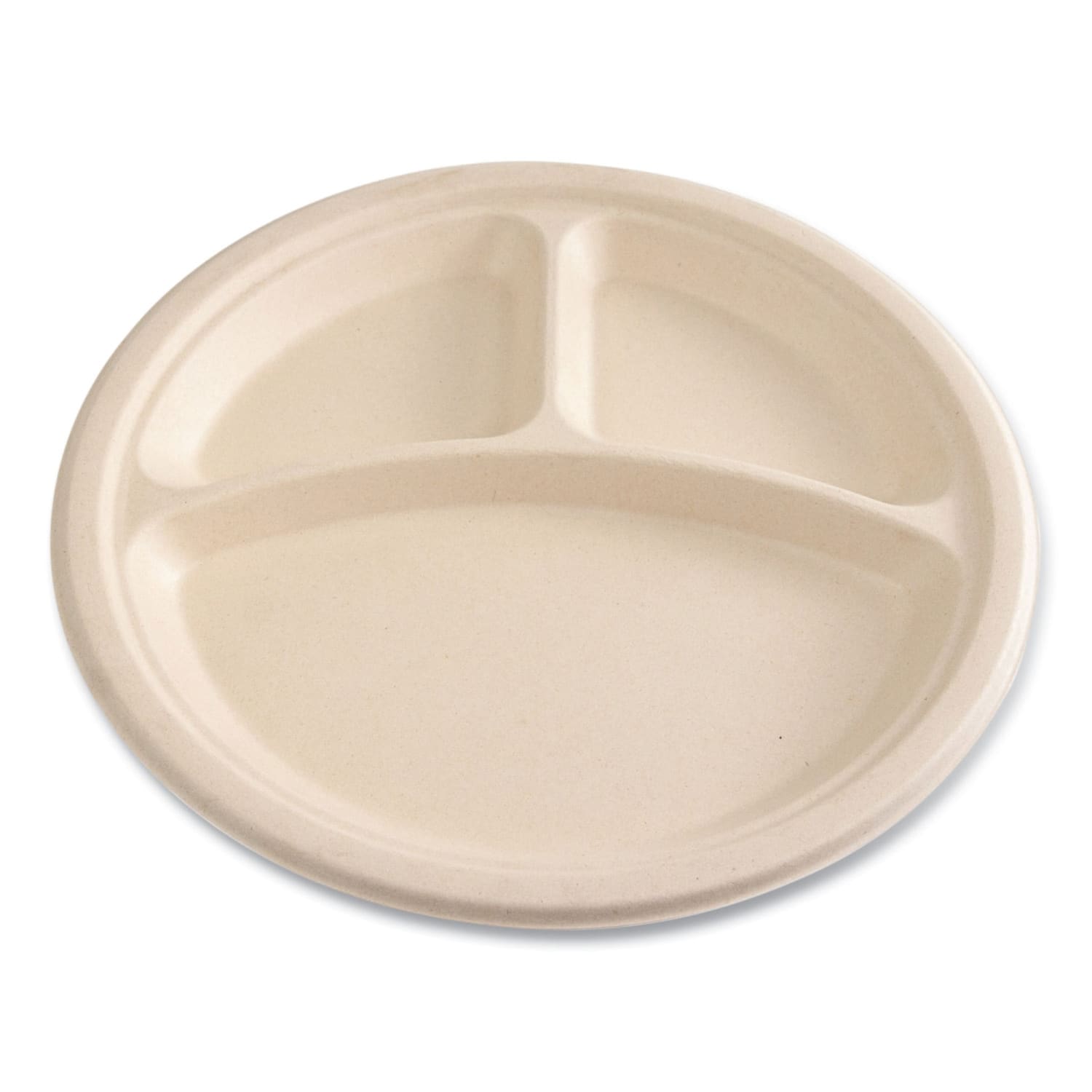 Boardwalk Bagasse PFAS-Free 3-Compartment Dinnerware Plates, 10in, Tan, Pack Of 500 Plates - Image 5