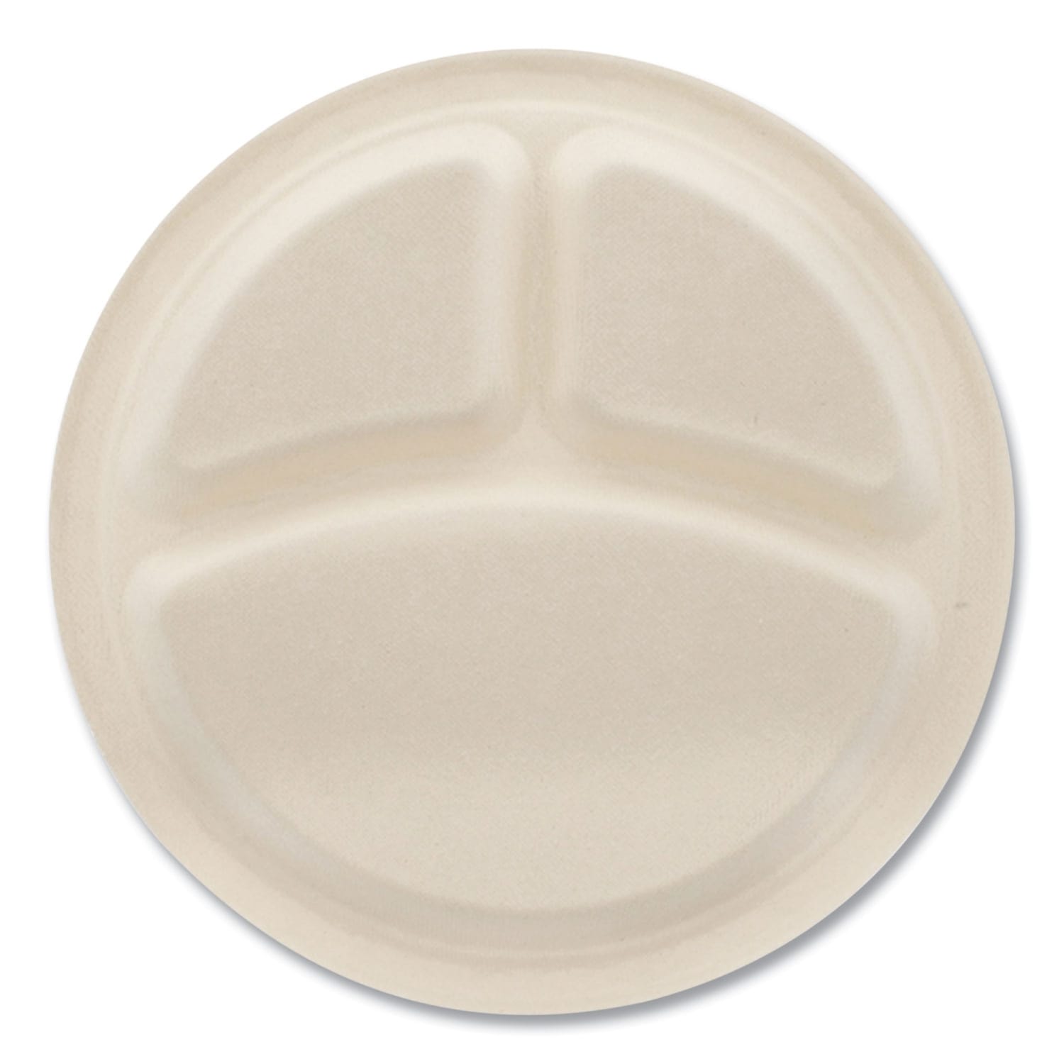 Boardwalk Bagasse PFAS-Free 3-Compartment Dinnerware Plates, 10in, Tan, Pack Of 500 Plates - Image 6
