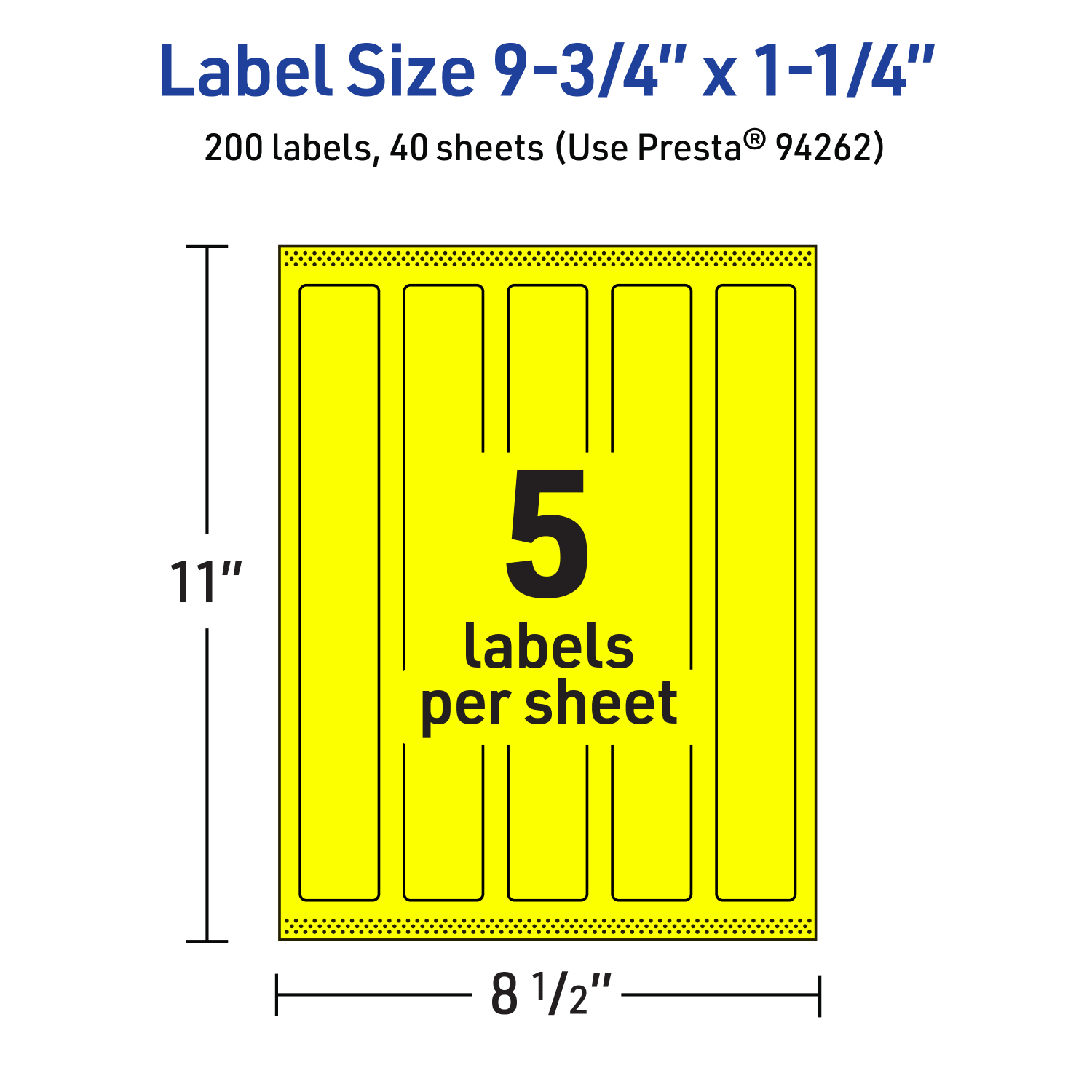 Avery Print-To-The-Edge Labels With Sure Feed Technology, 94262-NYP40, Rectangle, 9-3/4in x 1-1/4in, Matte Neon Yellow, Pack of 200 - Image 6