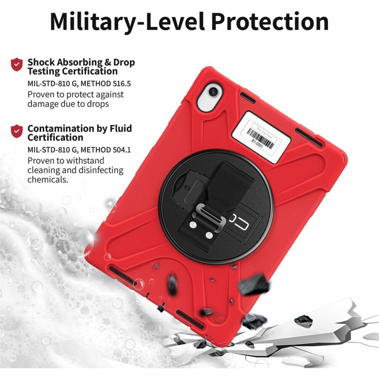 CODi Rugged Case With Integrated Screen Protector For iPad 11in (A16) & iPad 10.9in (10th Generation), Red - Image 3