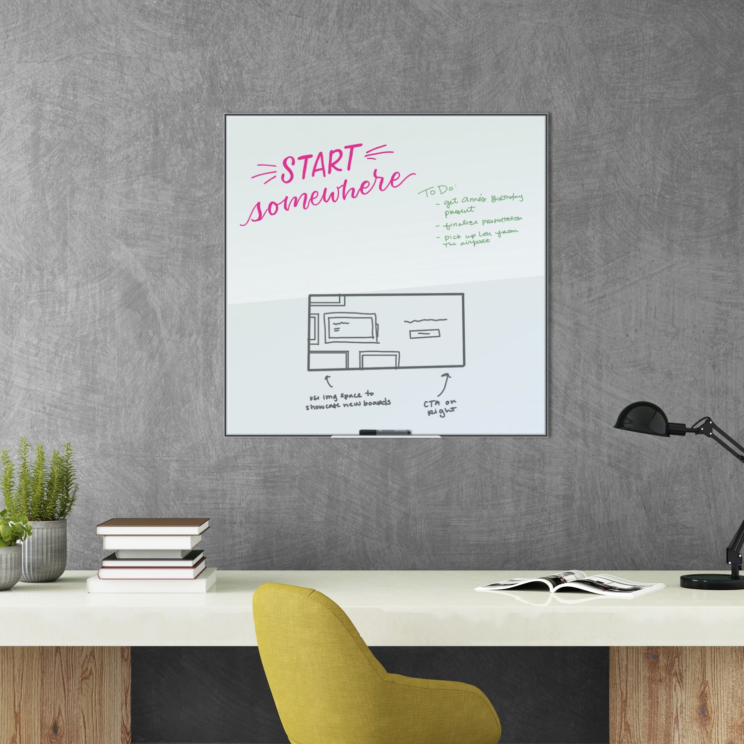 U Brands Glass Non-Magnetic Dry-Erase Board, 36in X 36in, White Frosted Surface, White Aluminum Frame, Actual Size 35in X 35in (2825U00-01) - Image 6