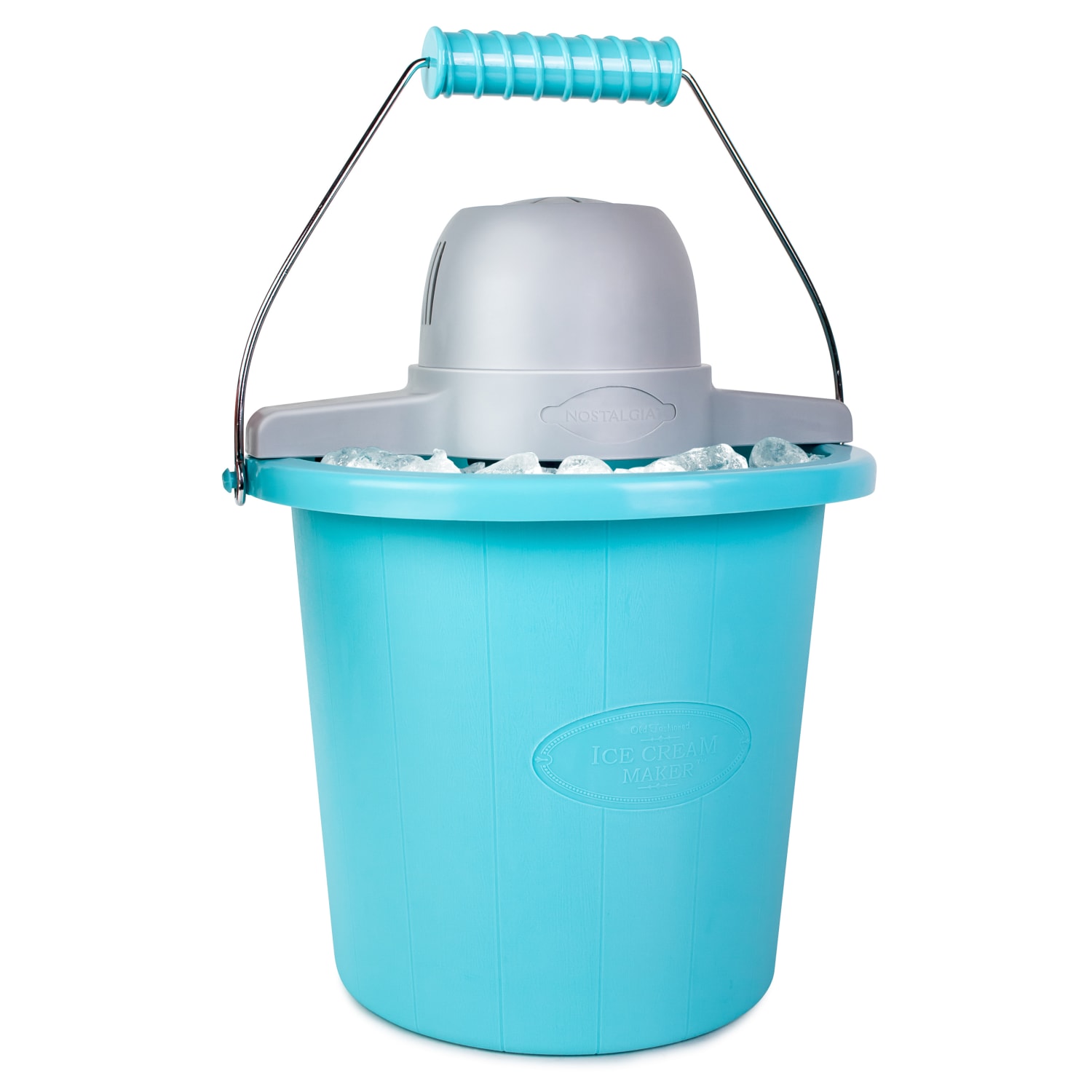 Nostalgia Electrics 4-Qt Electric Ice Cream Maker With Easy-Carry Handle, Blue - Image 4
