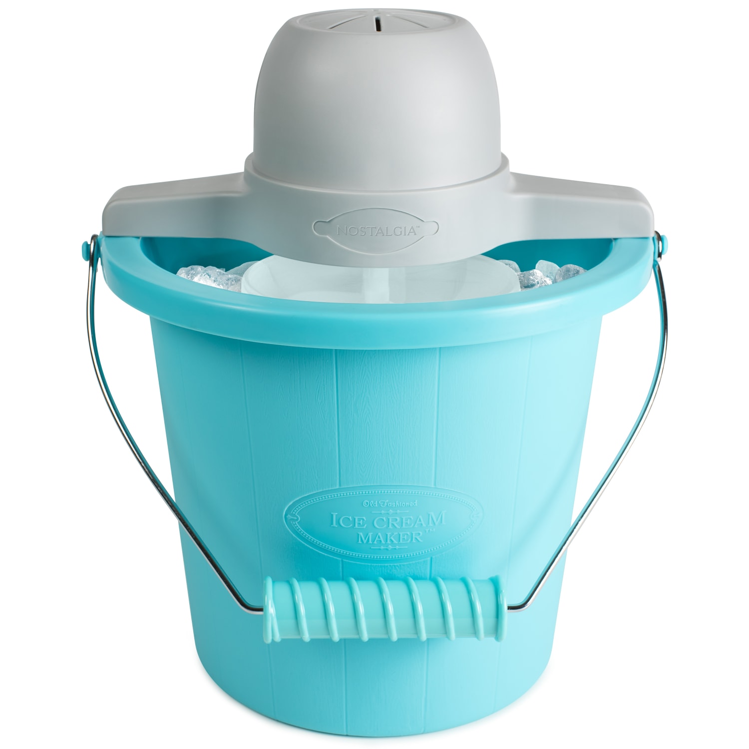 Nostalgia Electrics 4-Qt Electric Ice Cream Maker With Easy-Carry Handle, Blue - Image 5